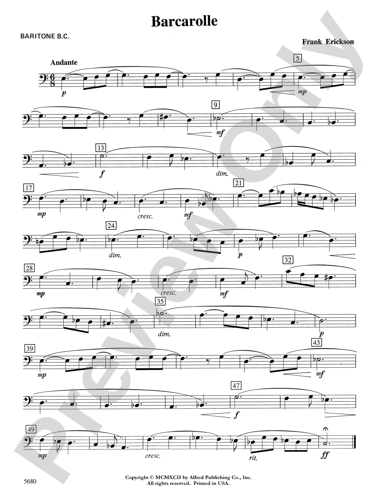 Barcarolle: Baritone B.C.