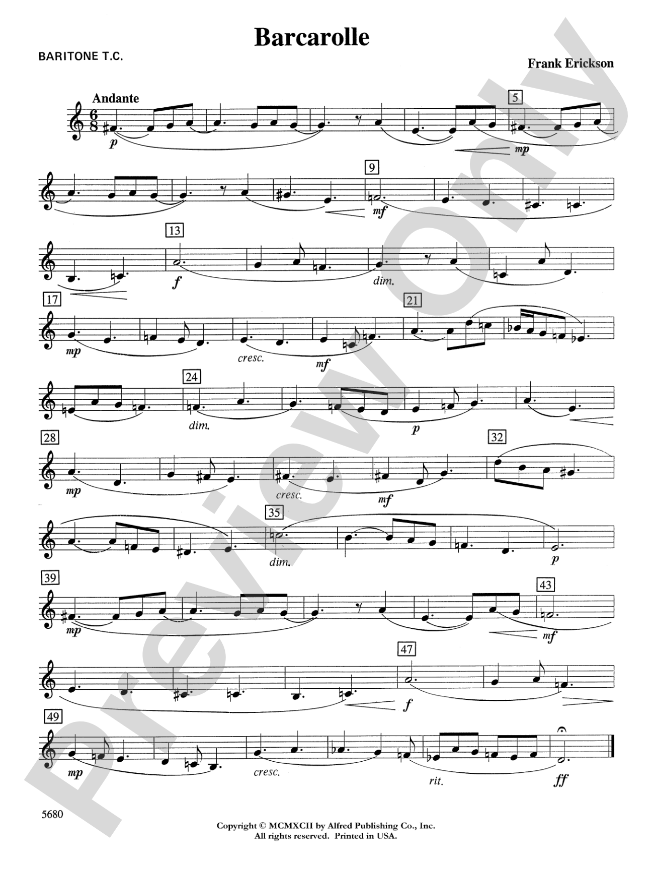 Barcarolle: Baritone T.C.