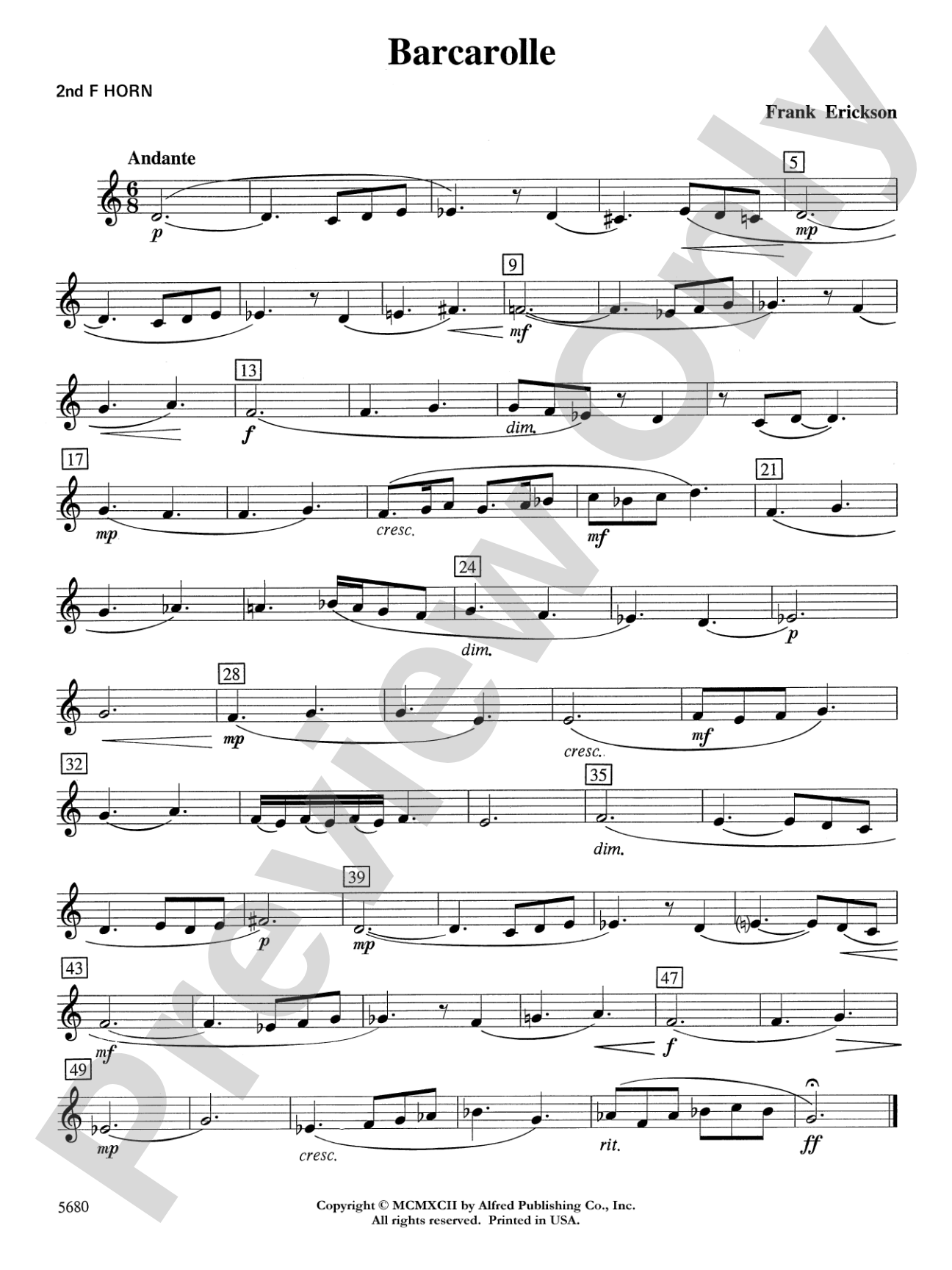 Barcarolle: 2nd F Horn