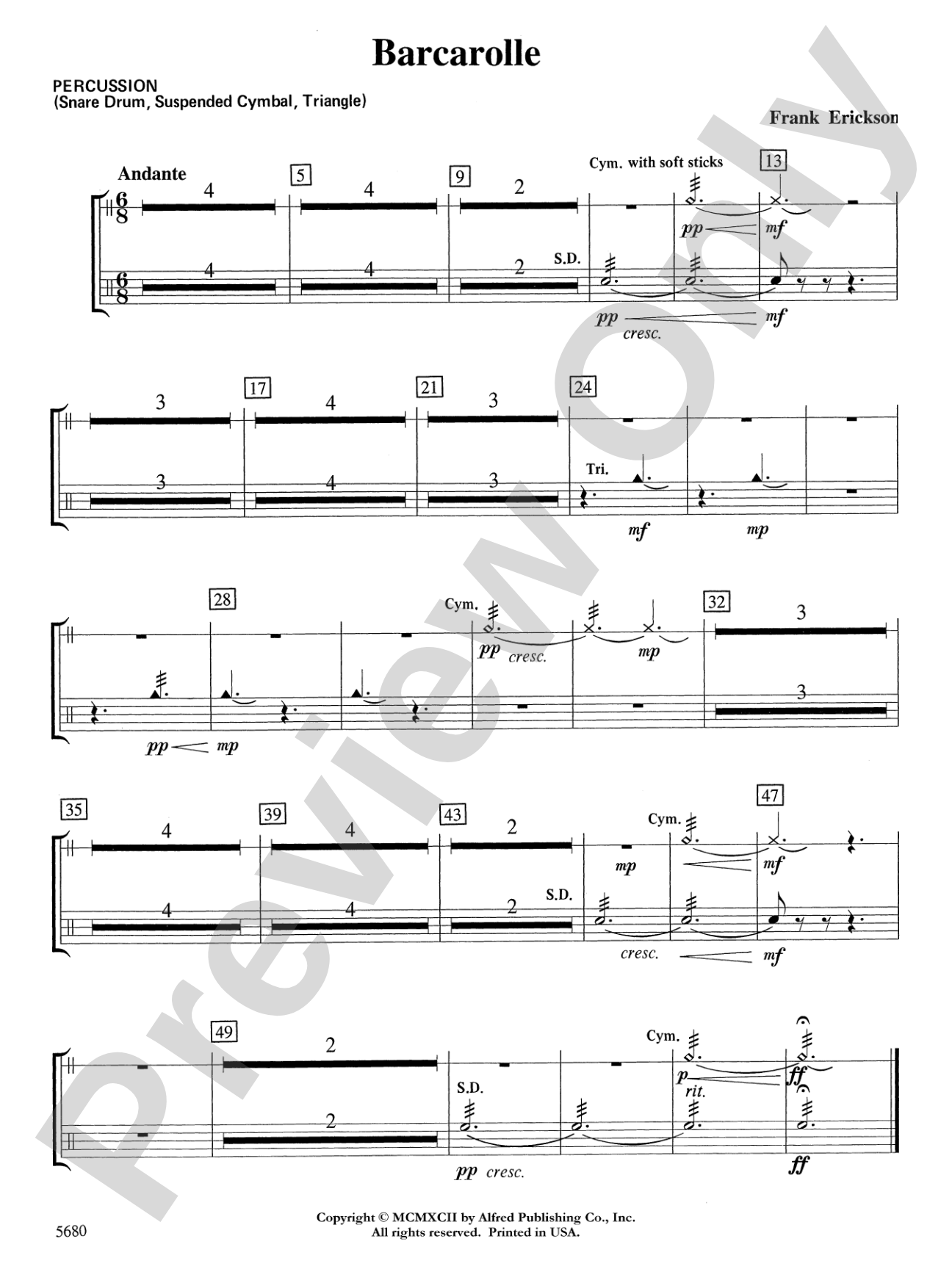 Barcarolle: 1st Percussion