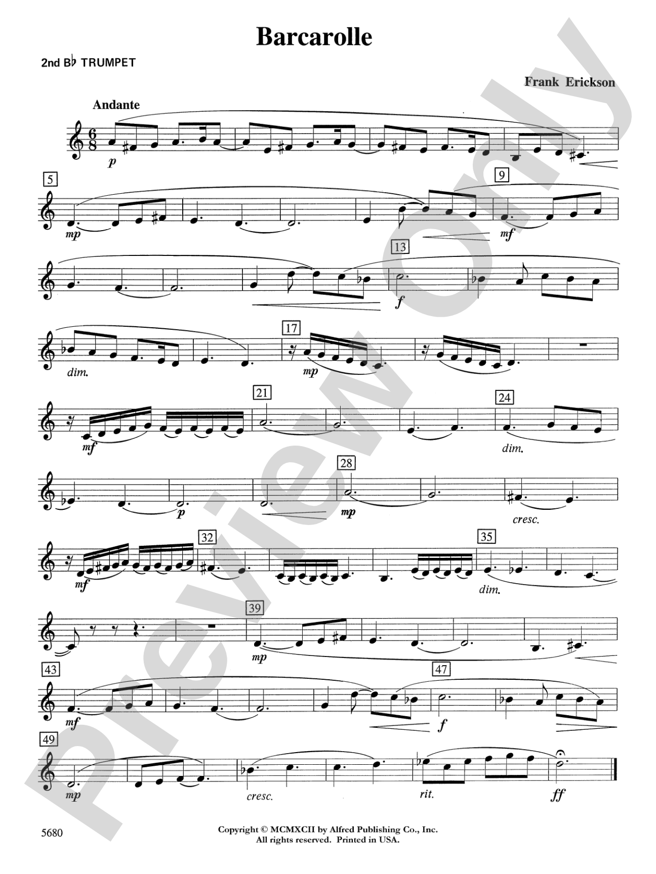 Barcarolle: 2nd B-flat Trumpet