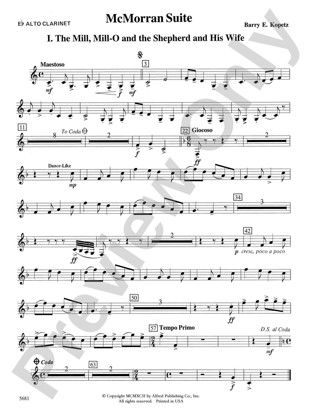 McMorran Suite: E-flat Alto Clarinet