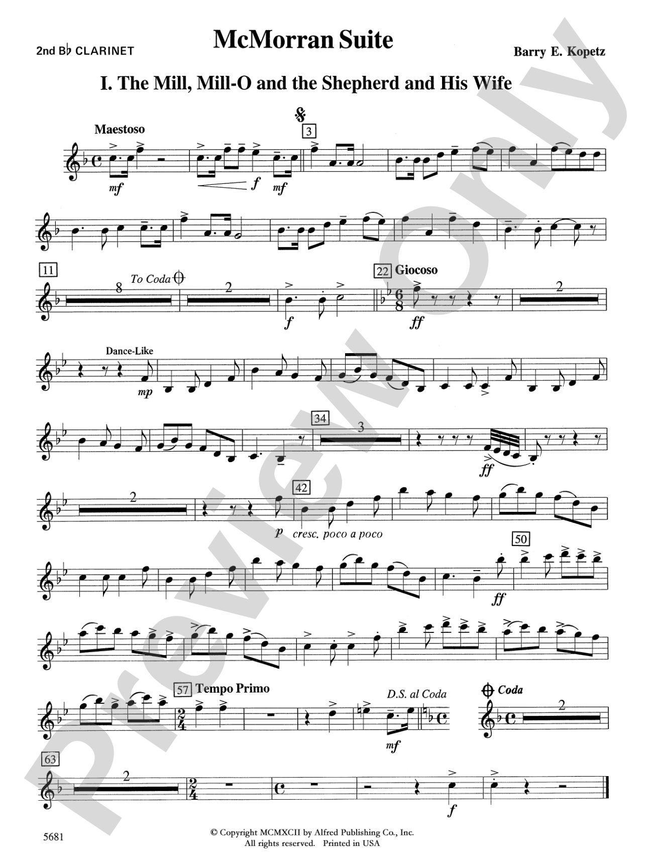 McMorran Suite: 2nd B-flat Clarinet