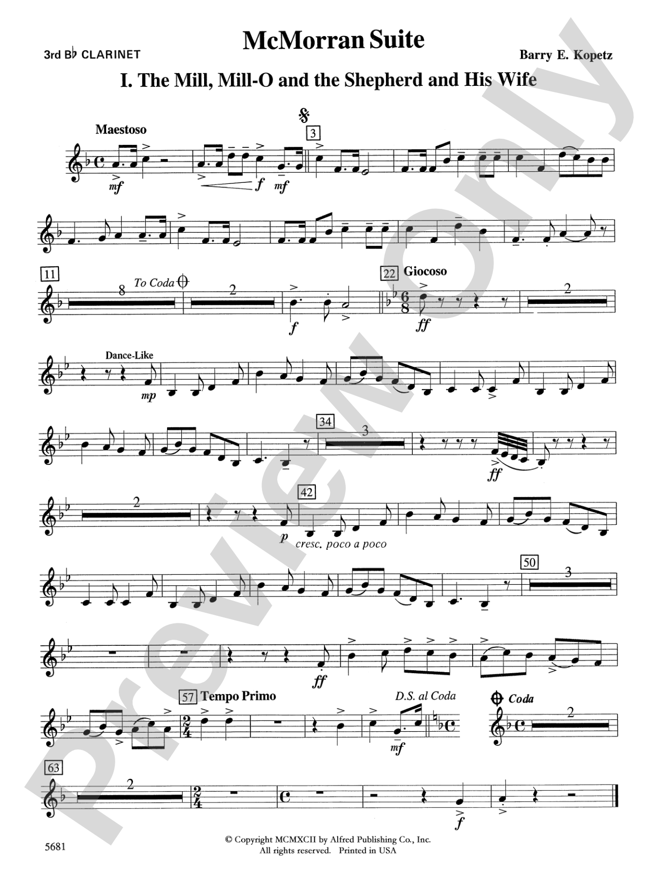 McMorran Suite: 3rd B-flat Clarinet
