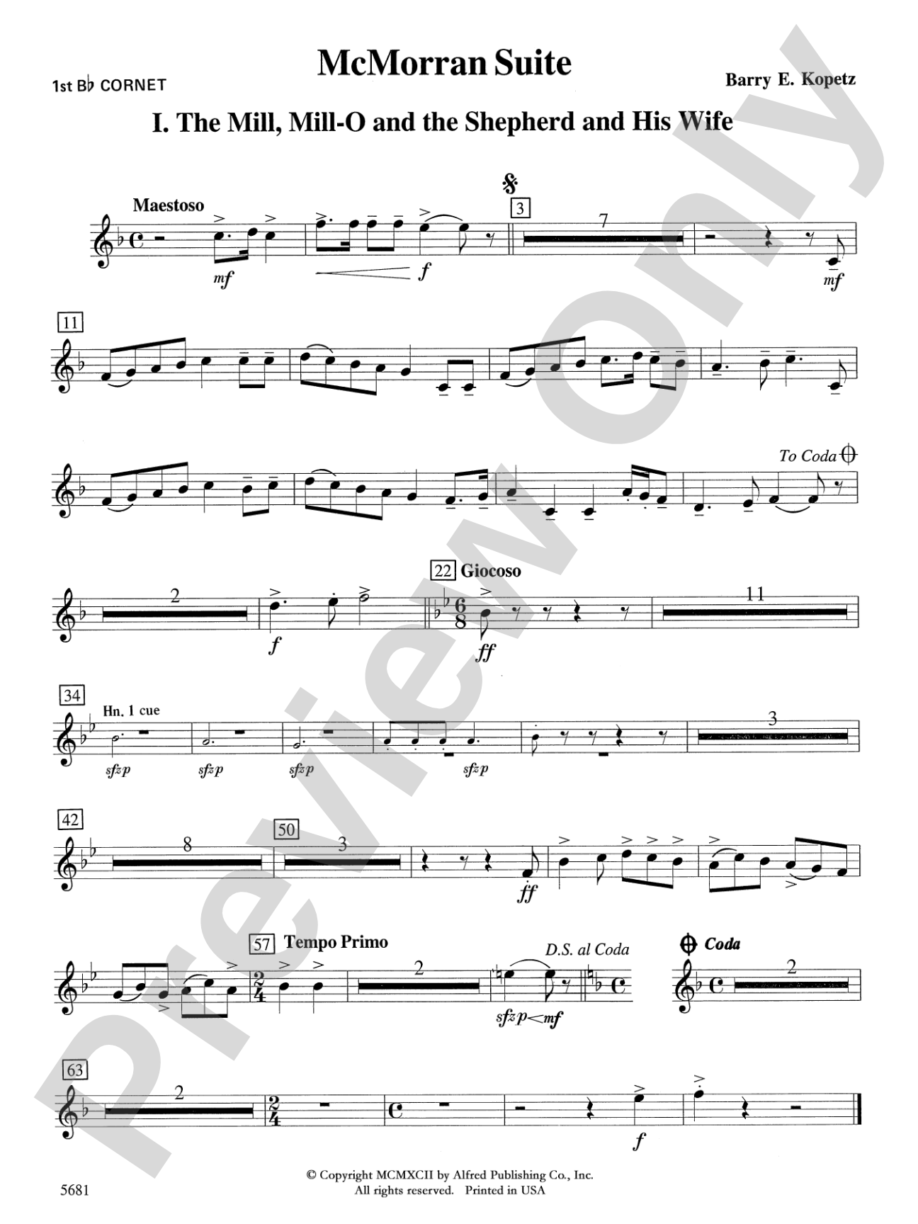 McMorran Suite: 1st B-flat Cornet