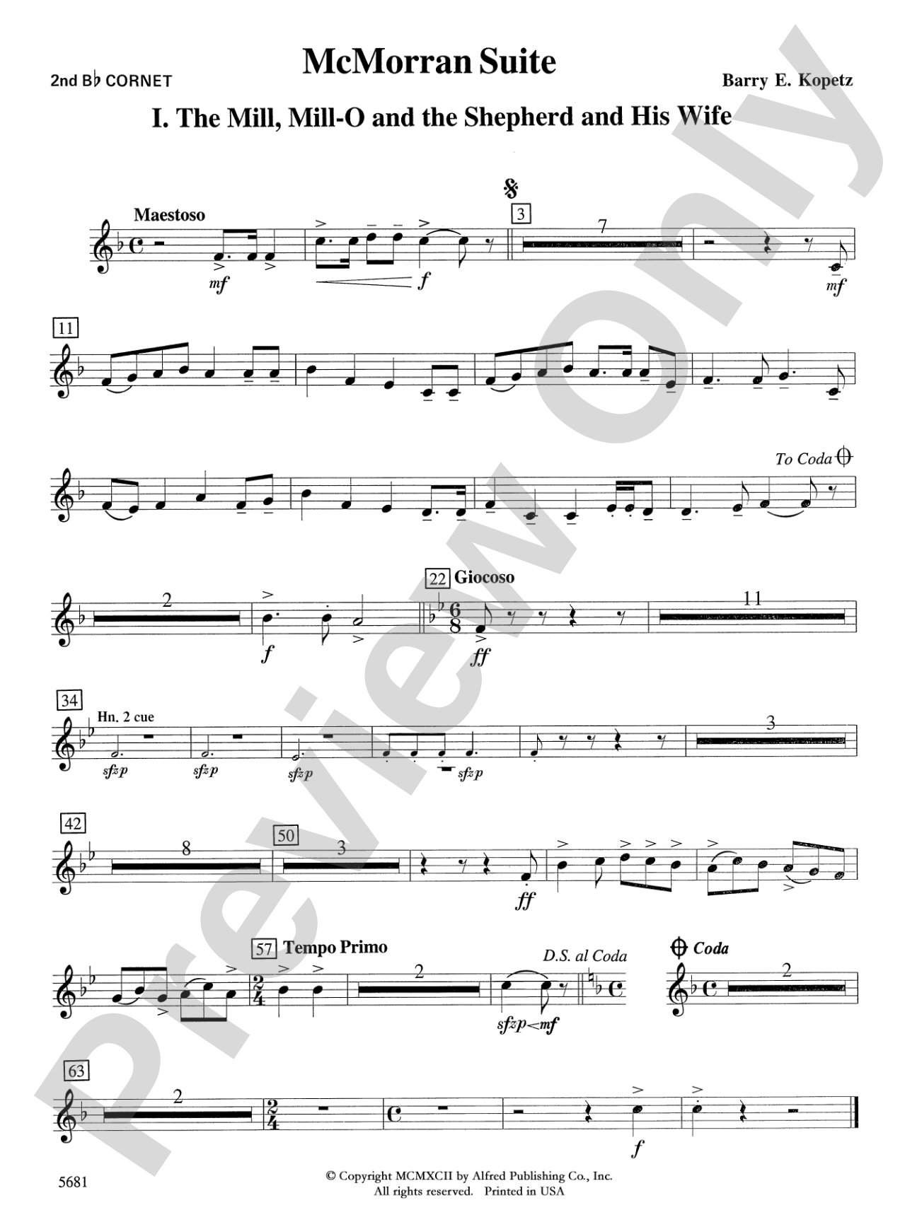 McMorran Suite: 2nd B-flat Cornet