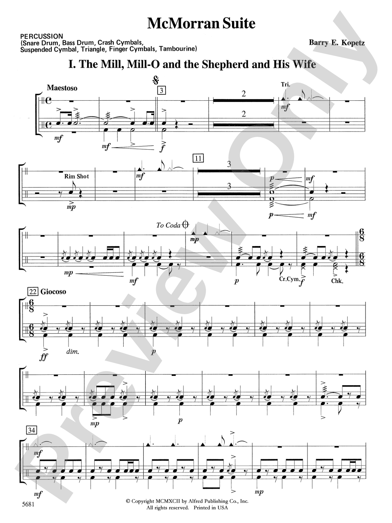 McMorran Suite: 1st Percussion
