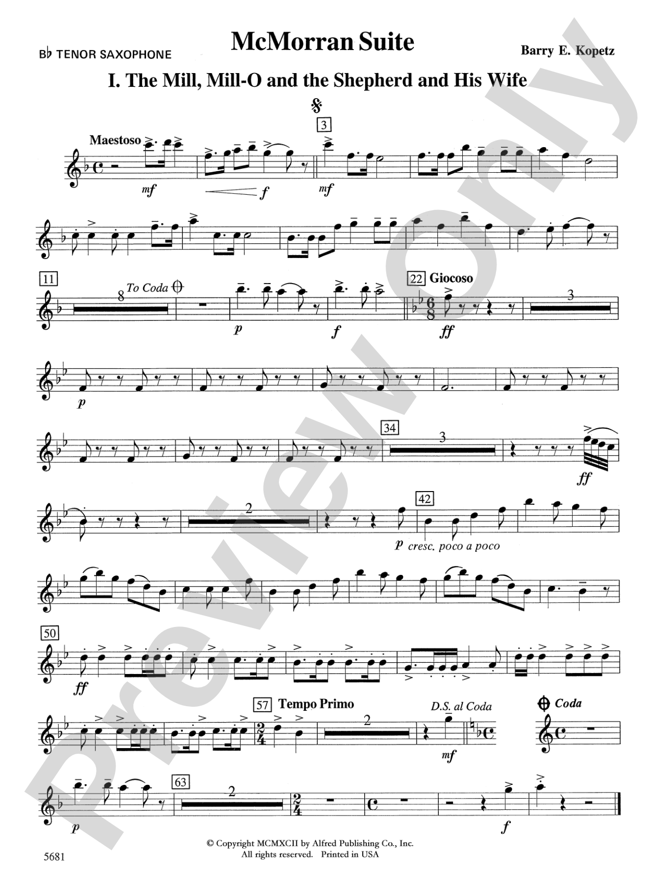 McMorran Suite: B-flat Tenor Saxophone