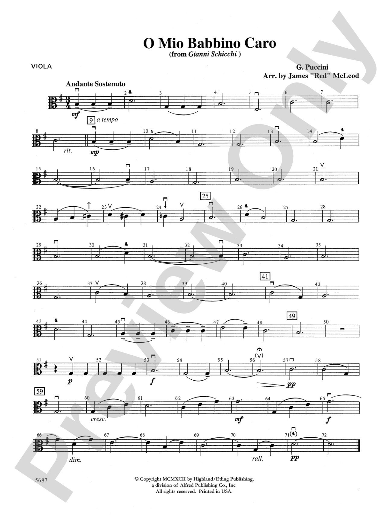 O Mio Babbino Caro from "Gianni Schicchi," theme from the film A Room with a View: Viola