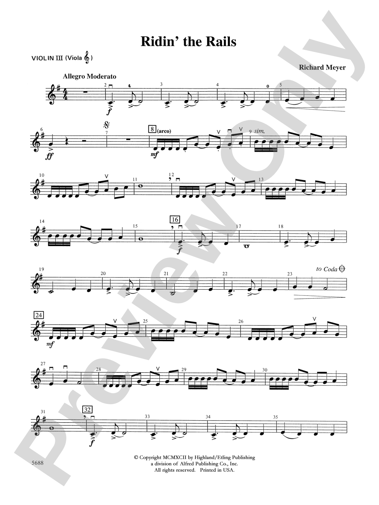 Ridin' the Rails: 3rd Violin (Viola [TC])