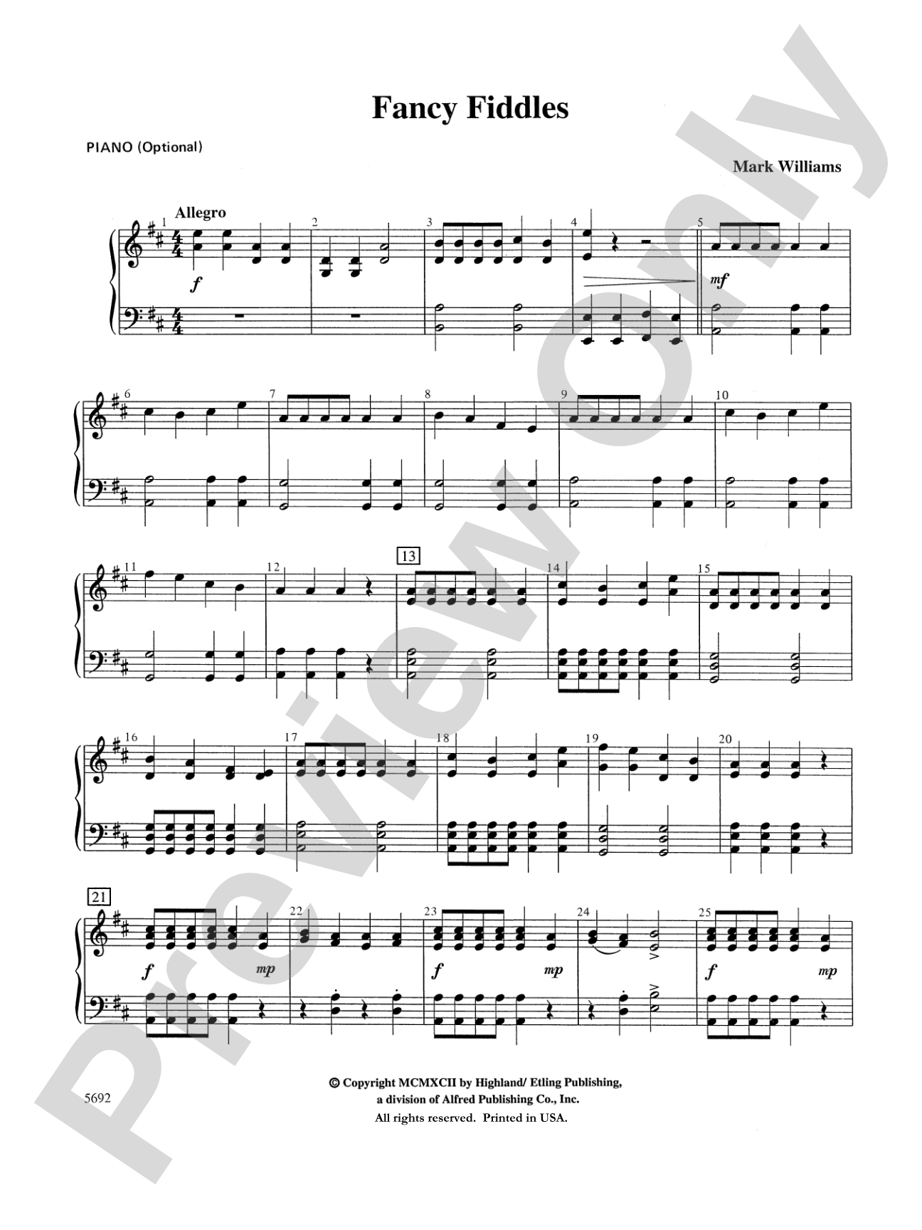 Fancy Fiddles: Piano Accompaniment
