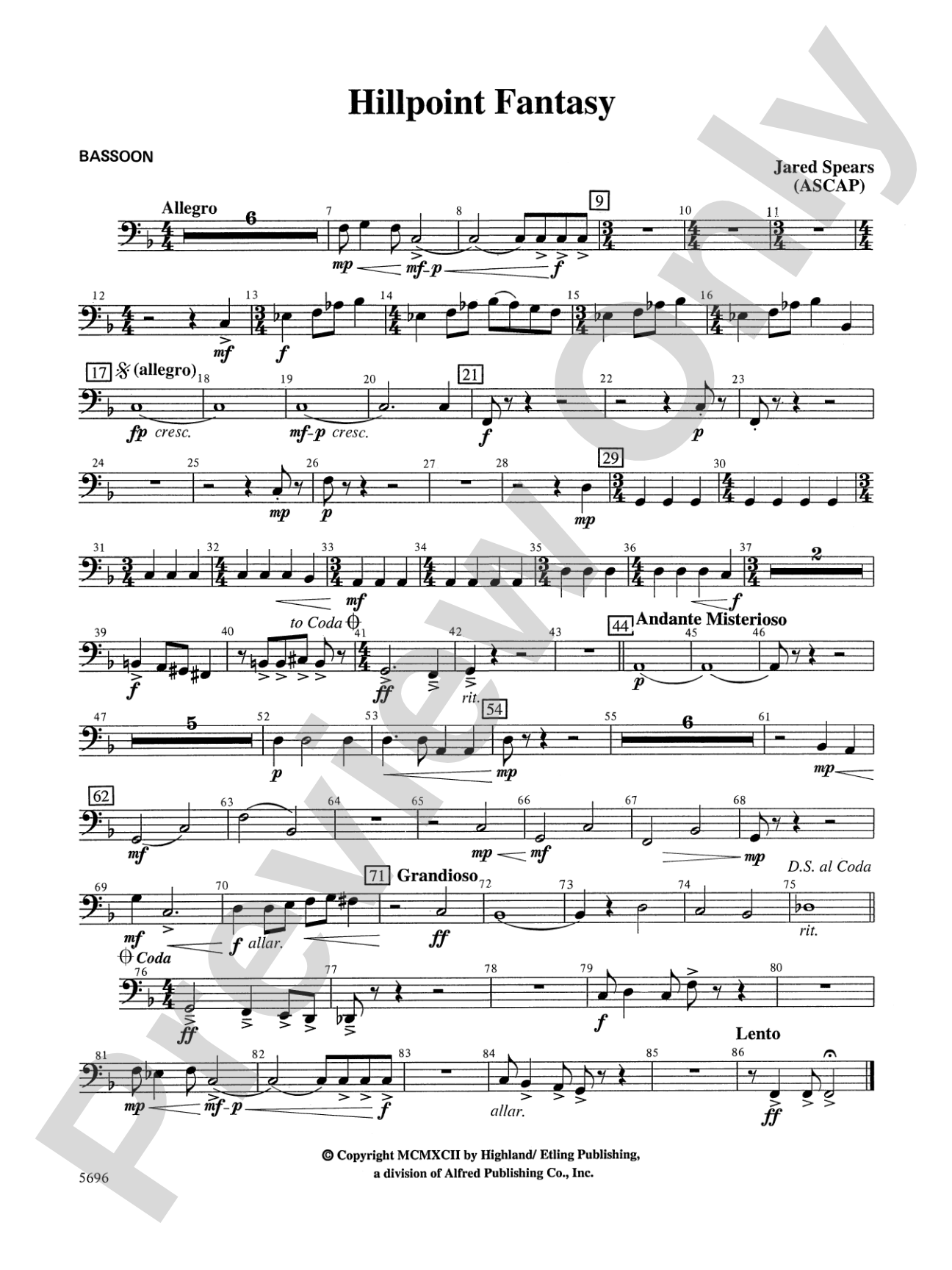 Hill Point Fantasy (Overture for Orchestra): Bassoon