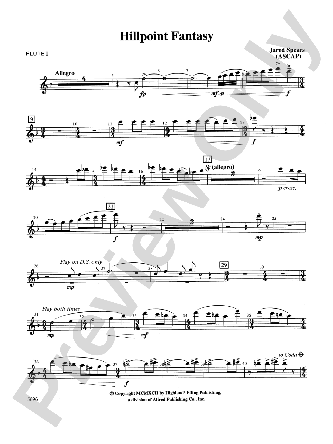 Hill Point Fantasy (Overture for Orchestra): Flute