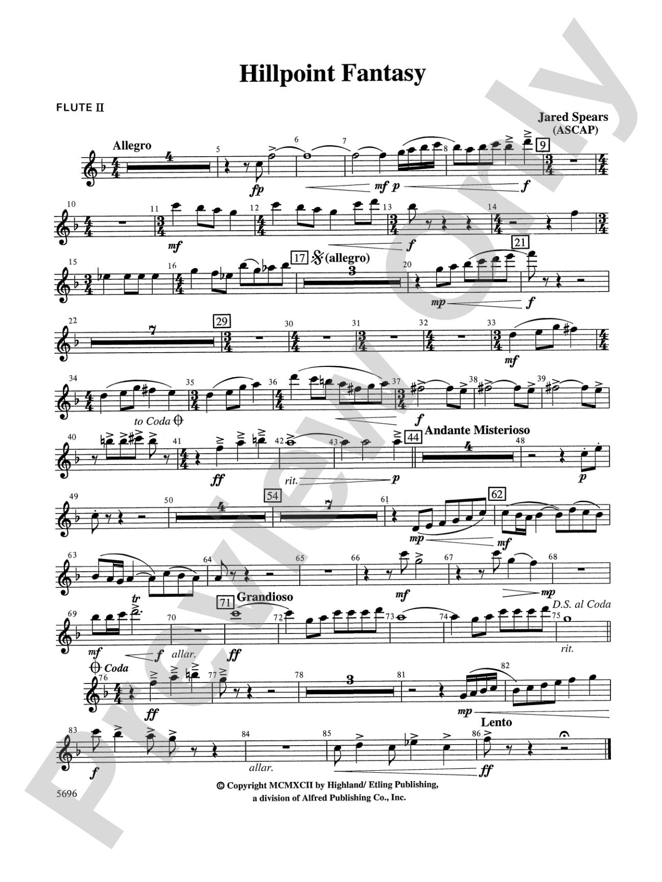 Hill Point Fantasy (Overture for Orchestra): 2nd Flute