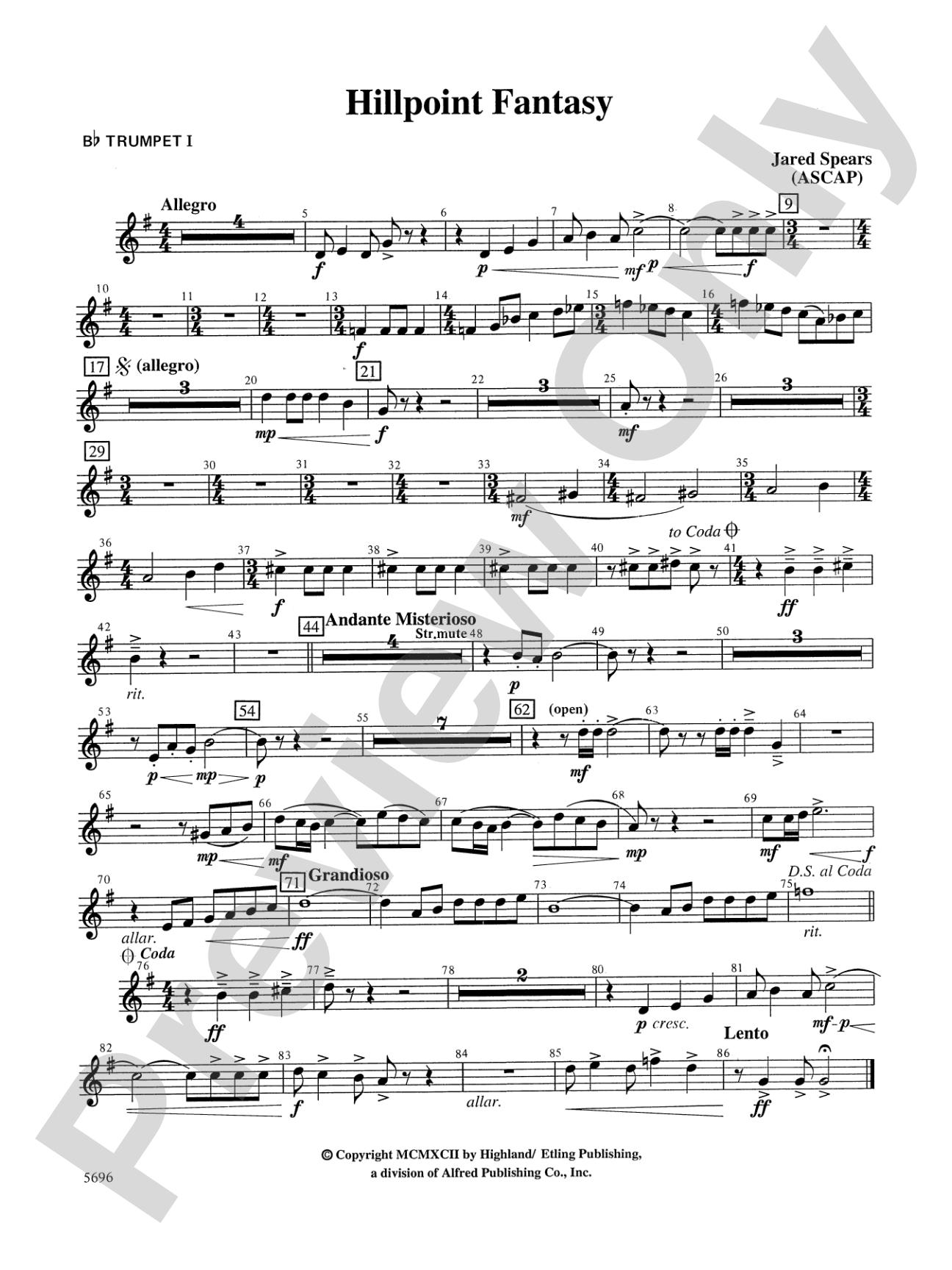 Hill Point Fantasy (Overture for Orchestra): 1st B-flat Trumpet