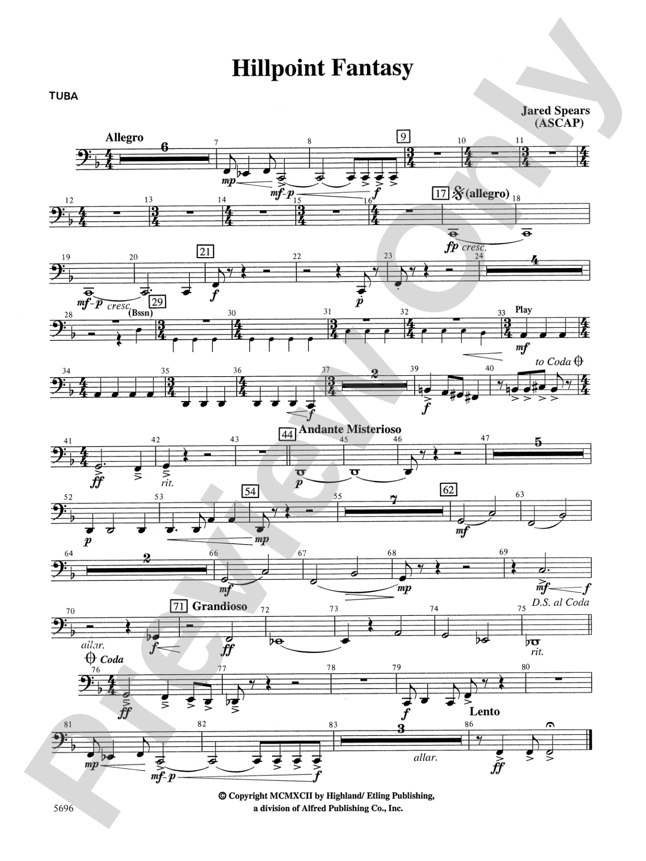 Hill Point Fantasy (Overture for Orchestra): Tuba