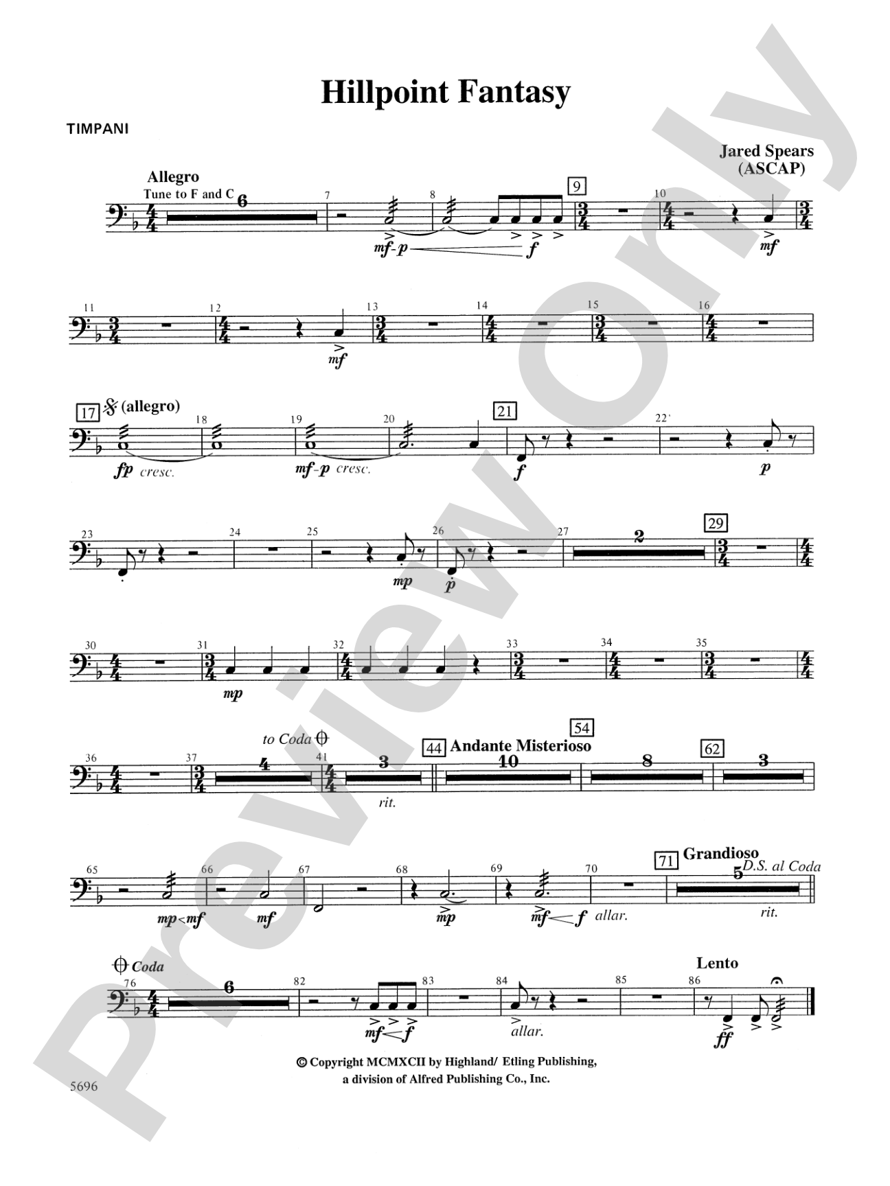 Hill Point Fantasy (Overture for Orchestra): Timpani