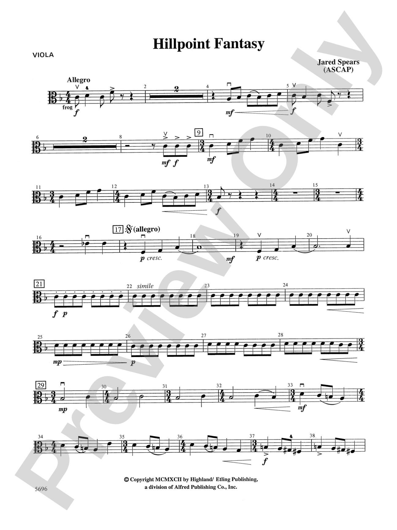 Hill Point Fantasy (Overture for Orchestra): Viola