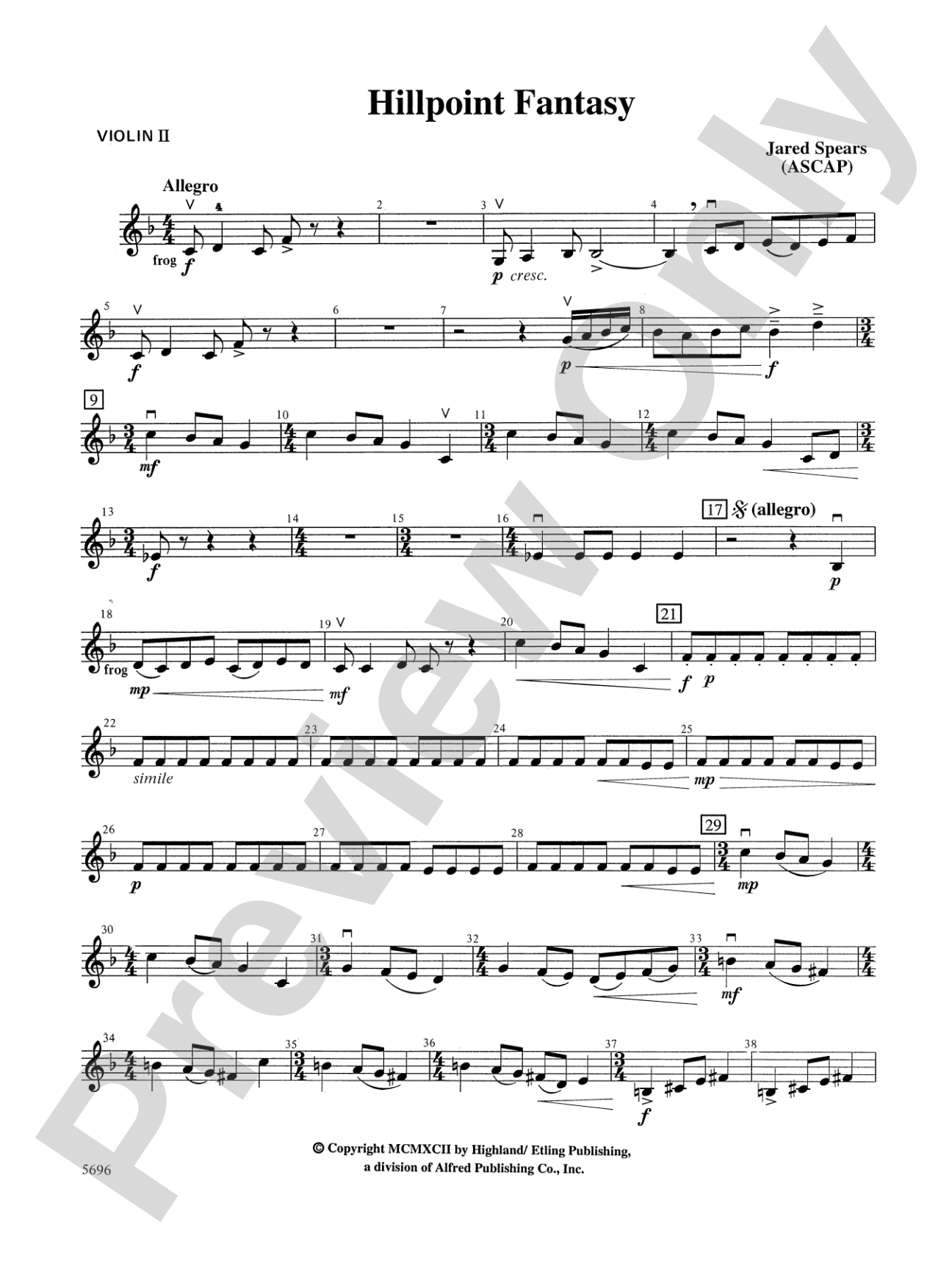 Hill Point Fantasy (Overture for Orchestra): 2nd Violin