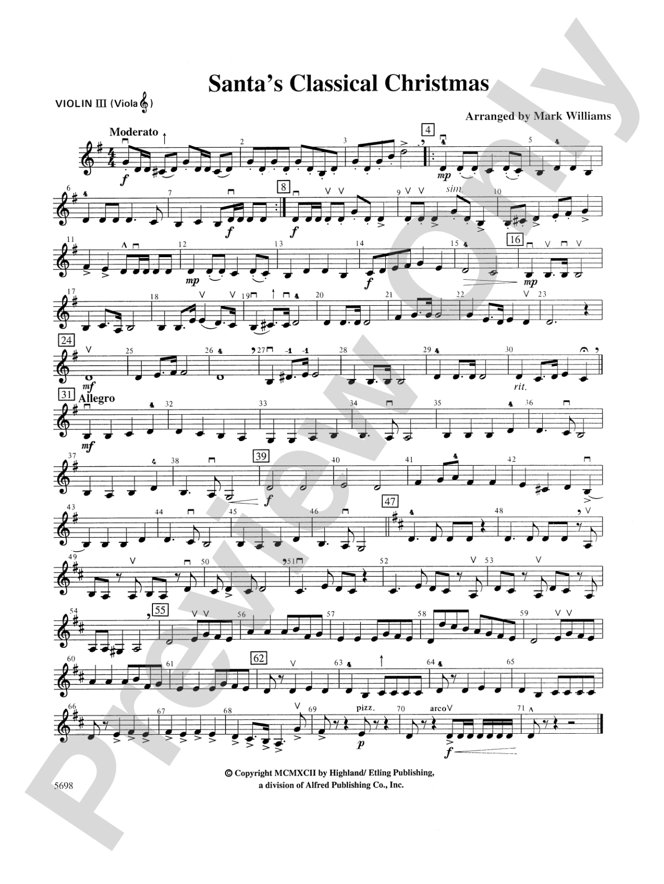 Santa's Classical Christmas: 3rd Violin (Viola [TC])