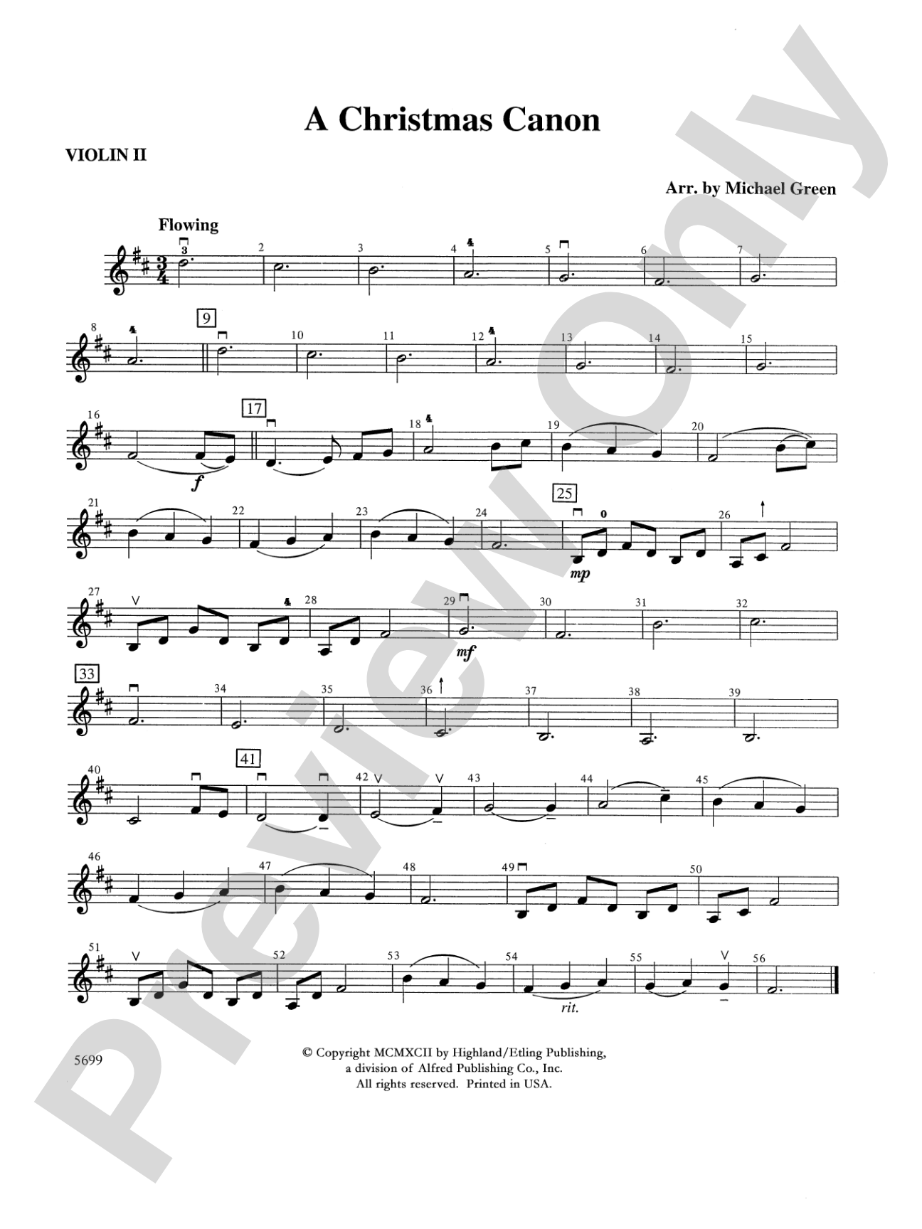A Christmas Canon: 2nd Violin