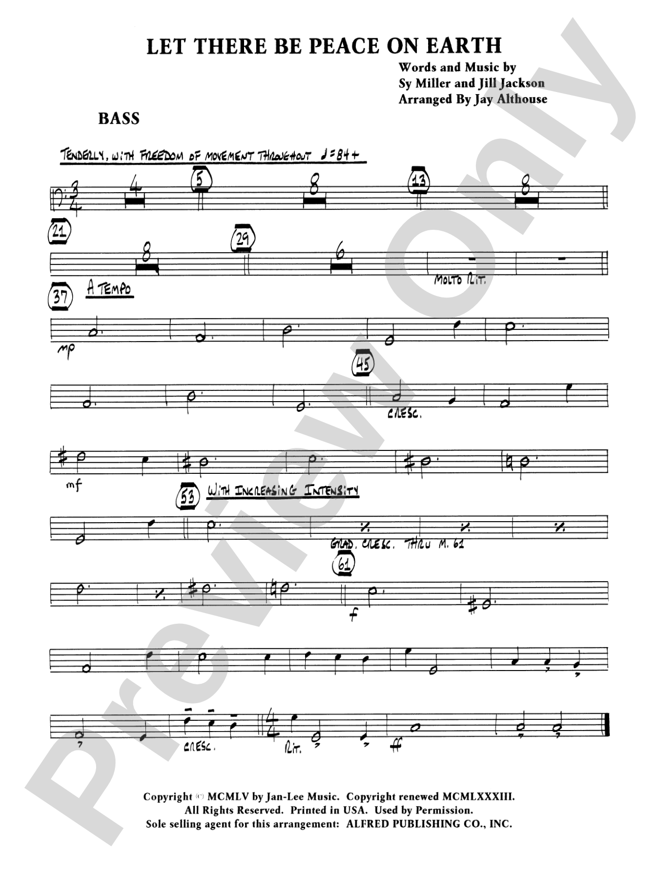 Let There Be Peace on Earth: String Bass: Choral SoundPax