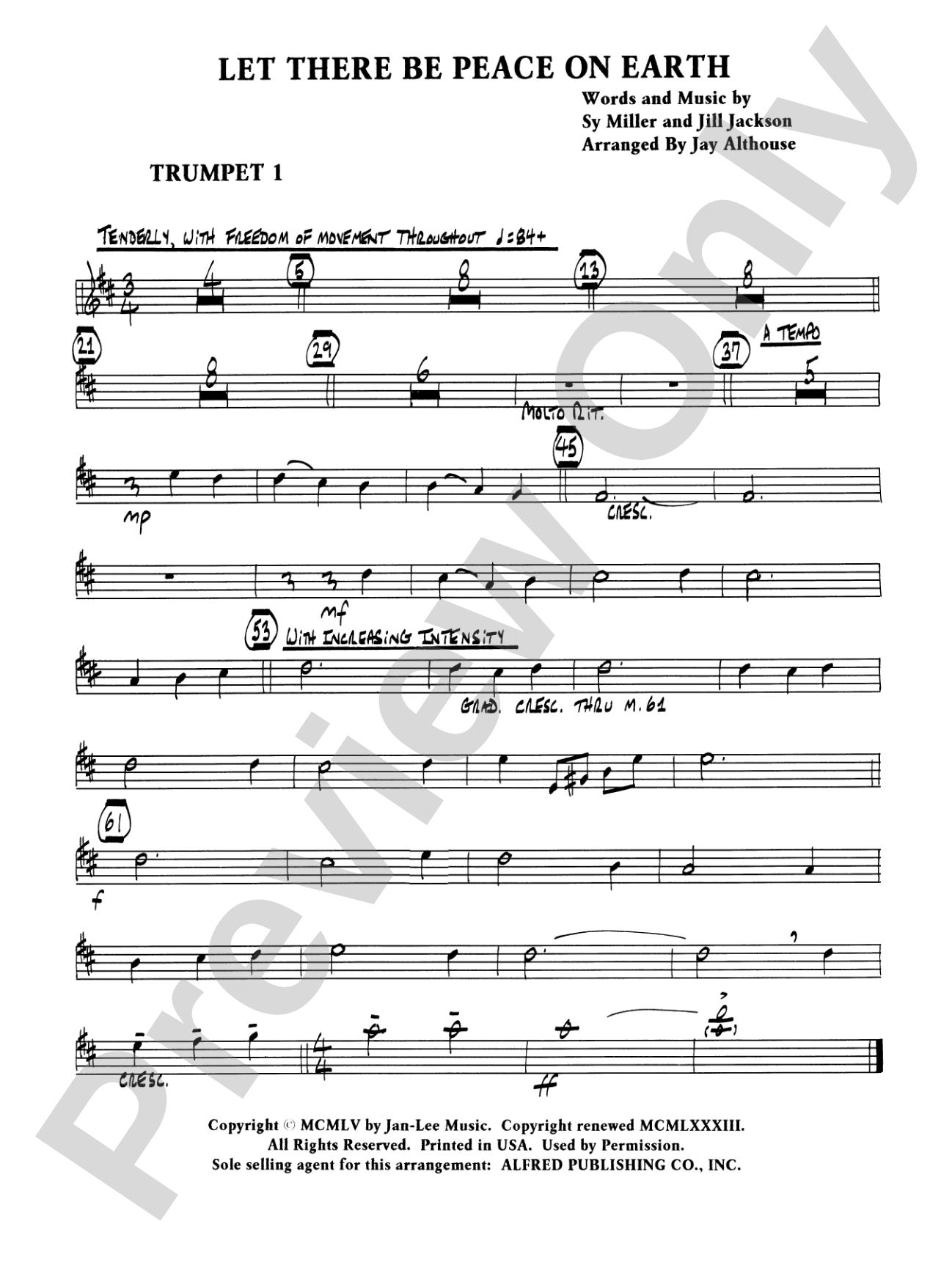 Let There Be Peace on Earth: 1st B-flat Trumpet: Choral SoundPax