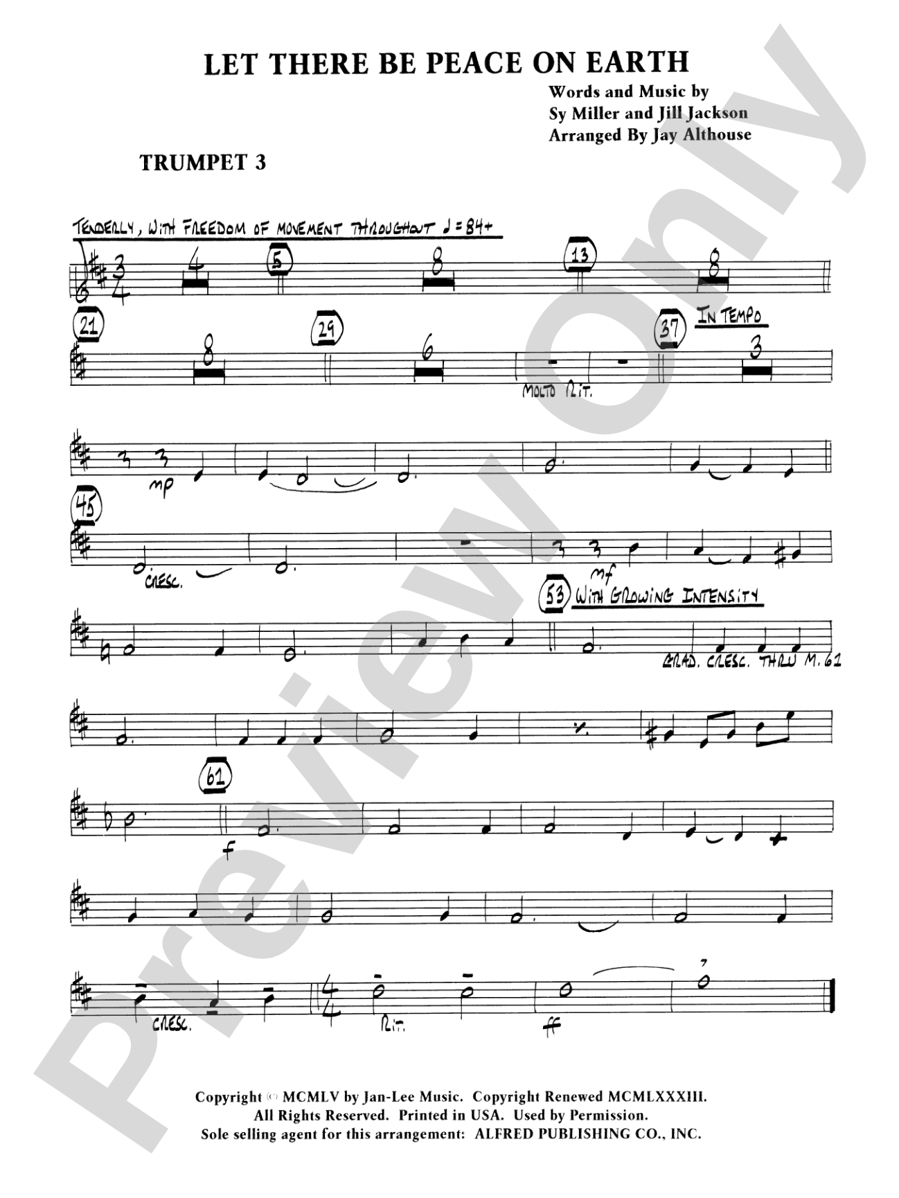Let There Be Peace on Earth: 3rd B-flat Trumpet: Choral SoundPax