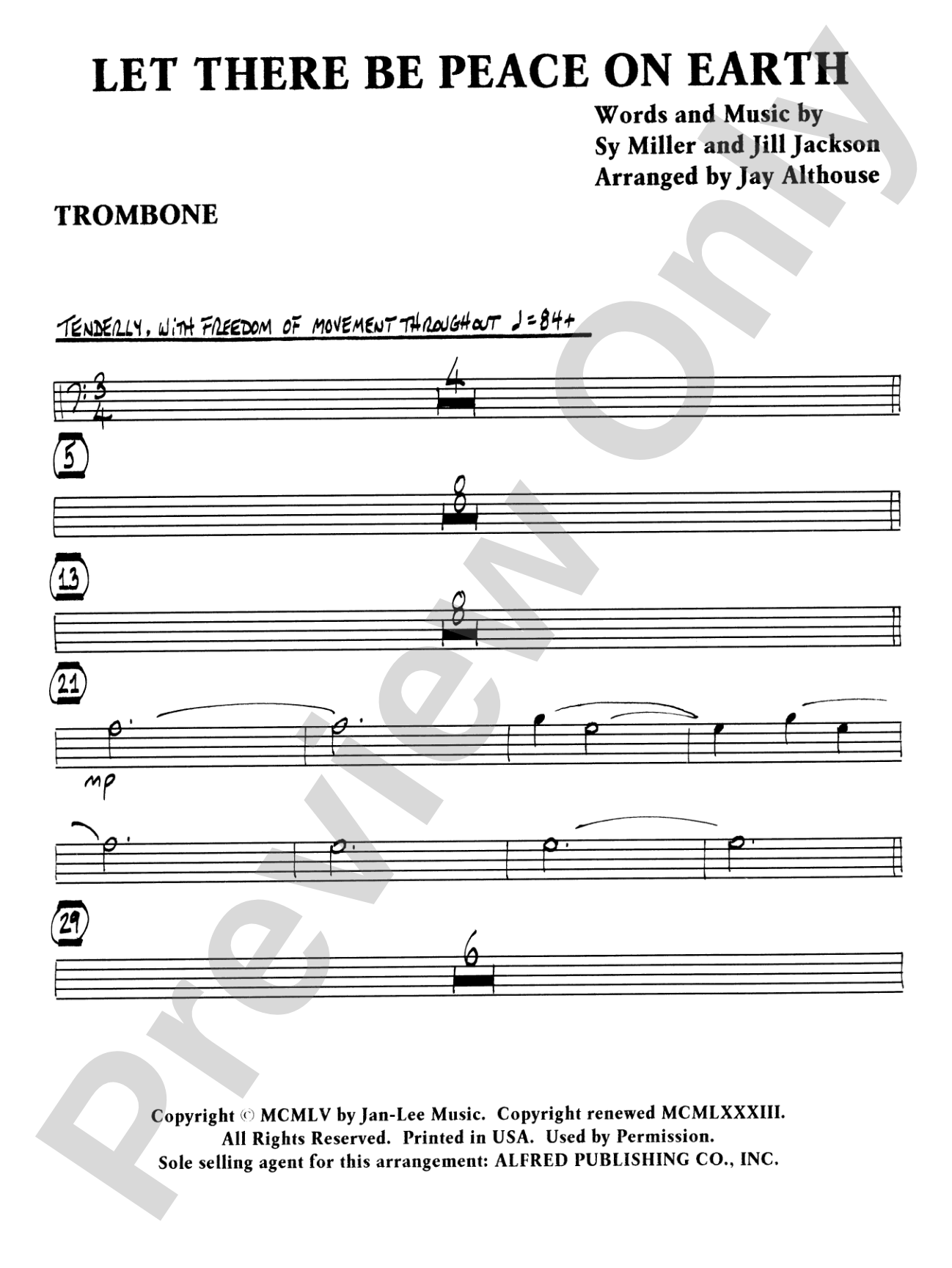 Let There Be Peace on Earth: 1st Trombone: Choral SoundPax