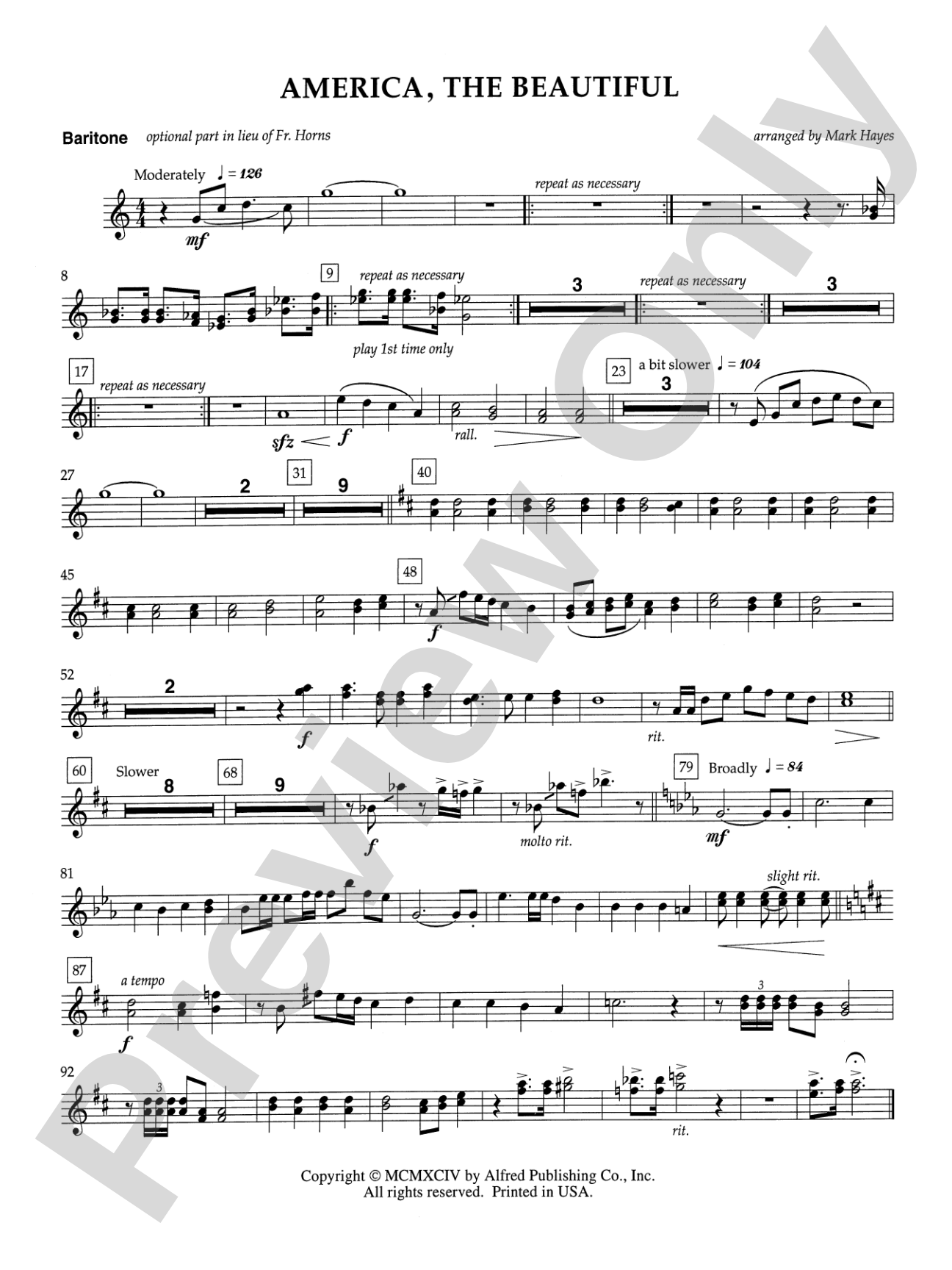 America, the Beautiful: Baritone T.C.: Choral SoundPax