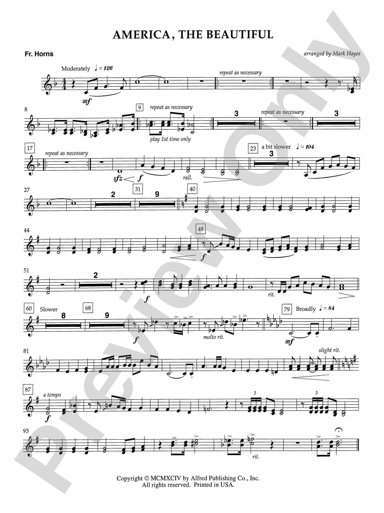 America, the Beautiful: 1st F Horn: Choral SoundPax