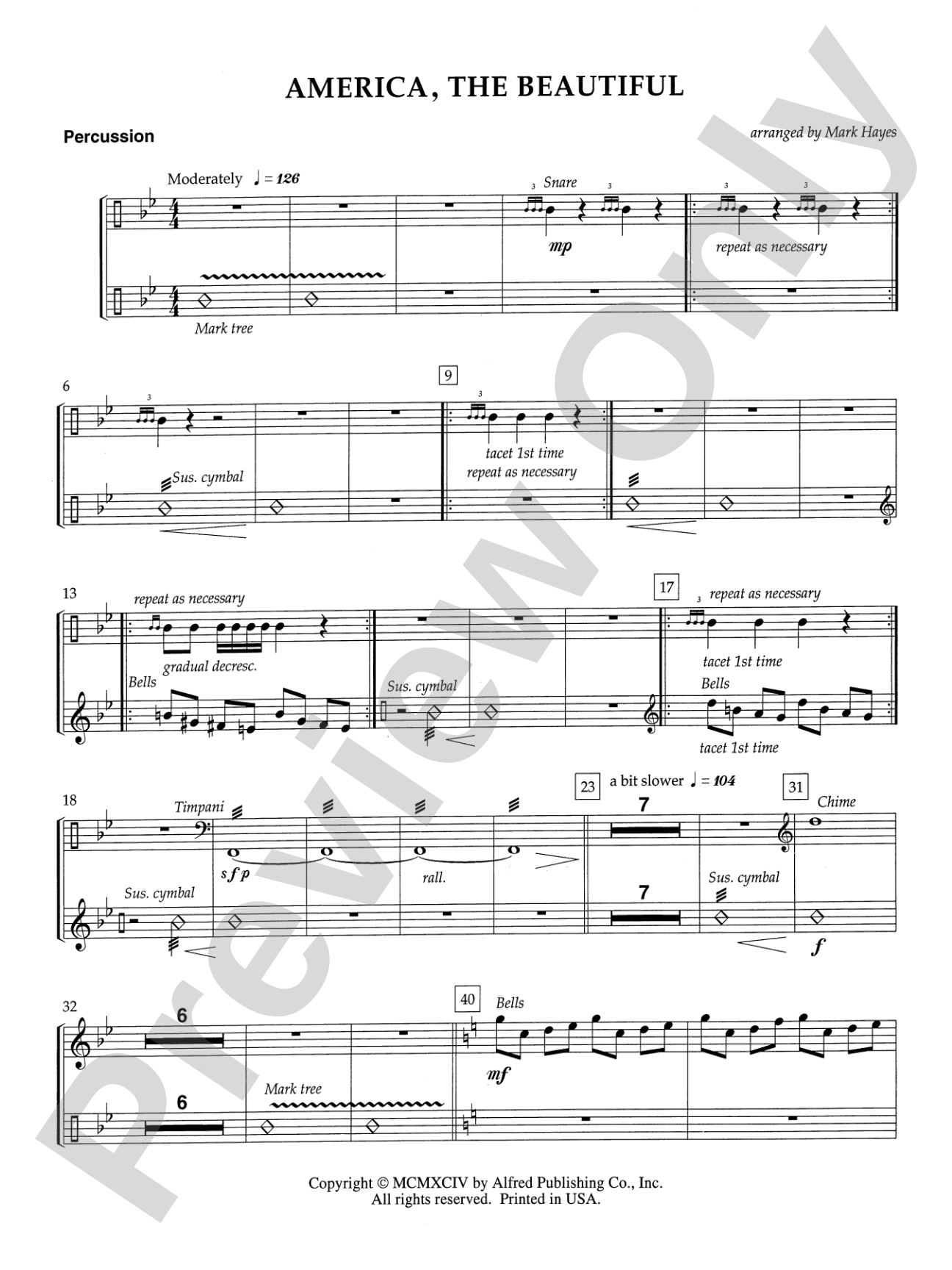 America, the Beautiful: 1st Percussion: Choral SoundPax