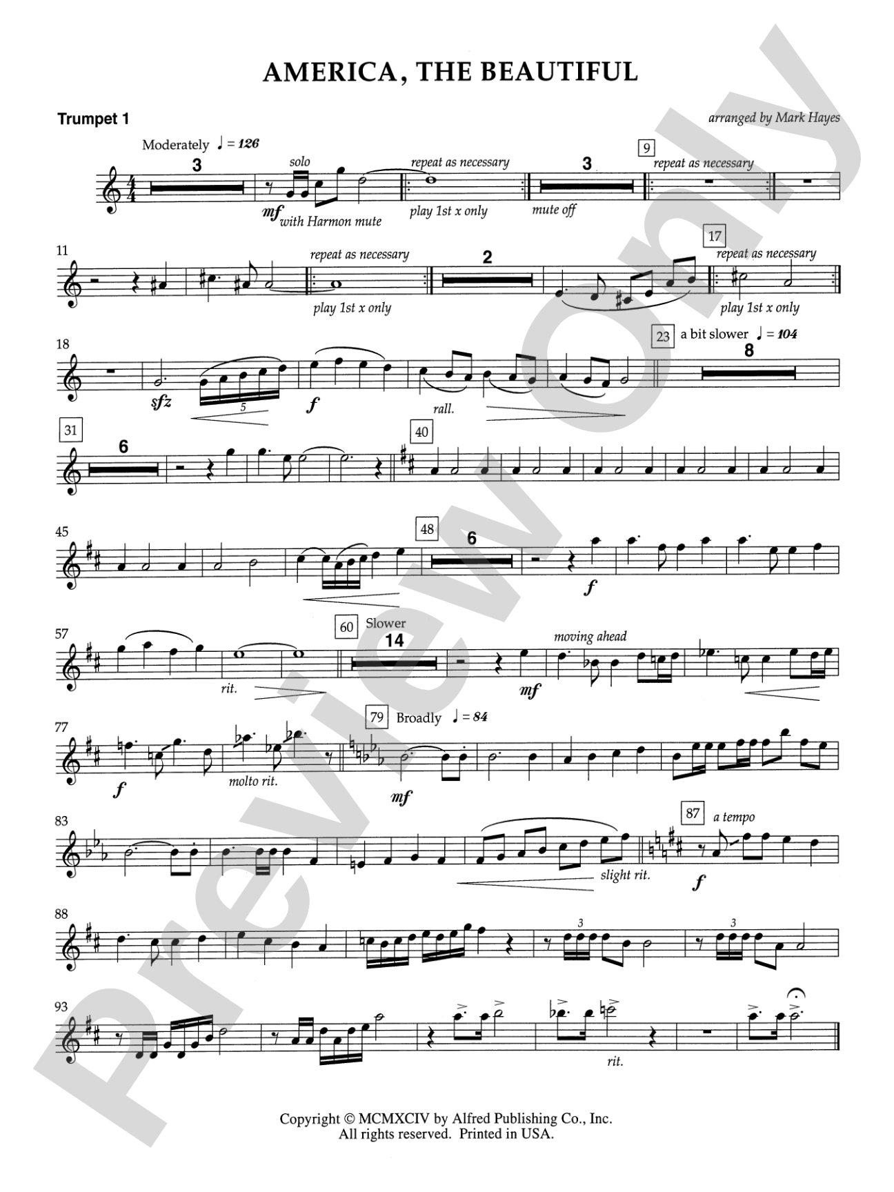 America, the Beautiful: 1st B-flat Trumpet: Choral SoundPax