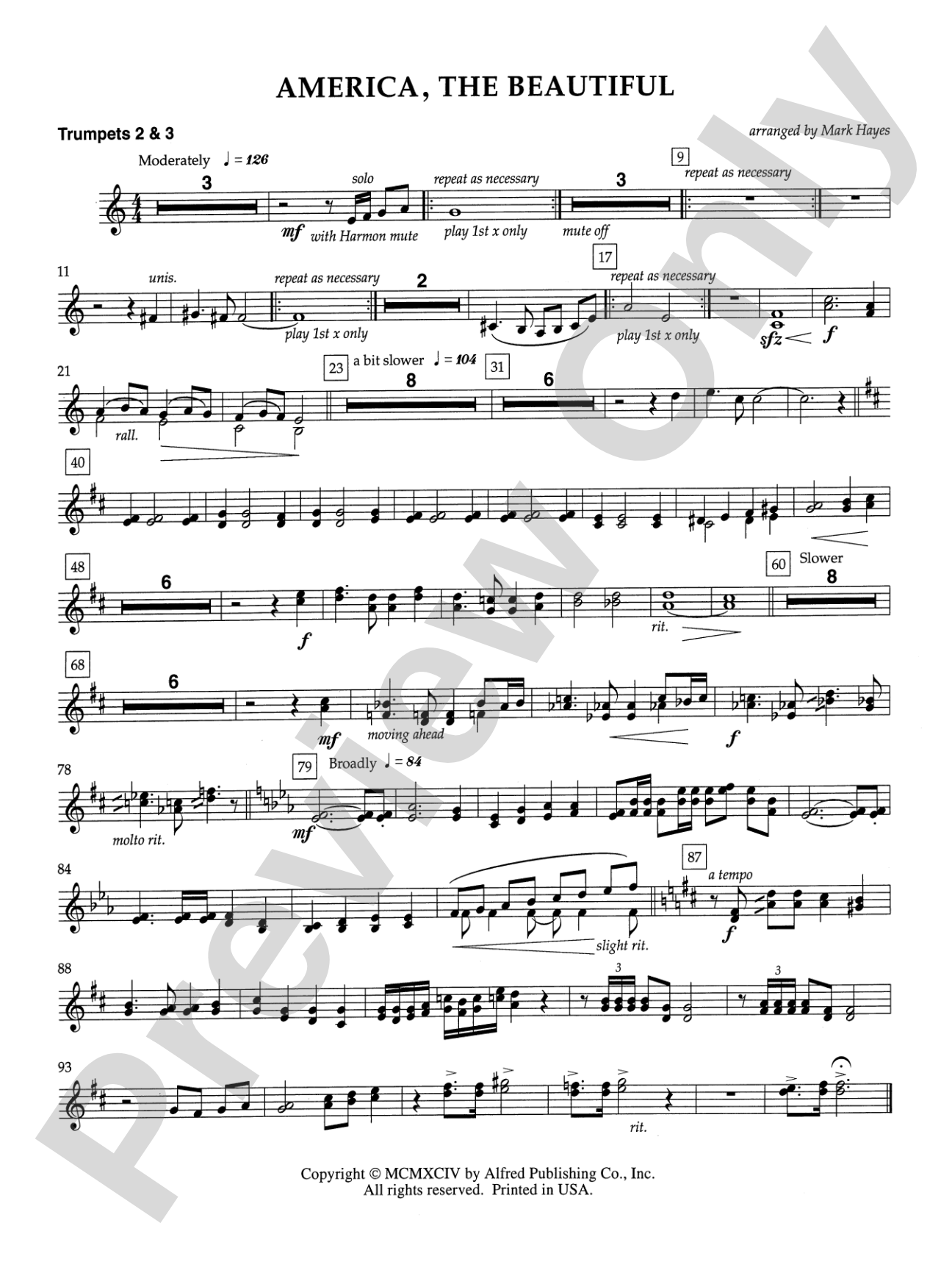 America, the Beautiful: 2nd B-flat Trumpet: Choral SoundPax