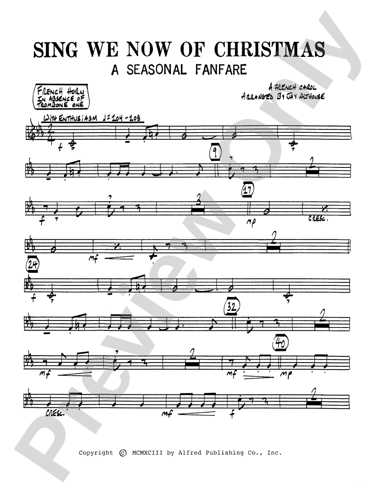 Sing We Now of Christmas (A Seasonal Fanfare): 1st F Horn: Choral SoundPax