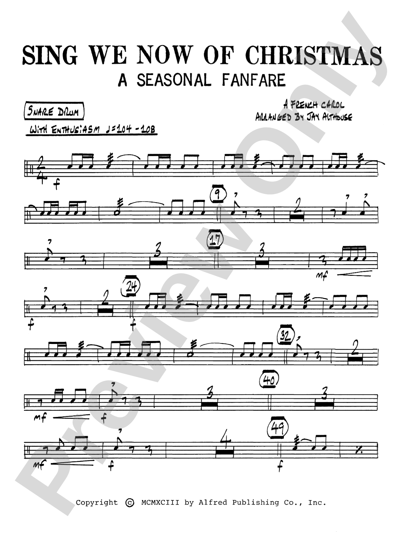 Sing We Now of Christmas (A Seasonal Fanfare): Snare Drum: Choral SoundPax