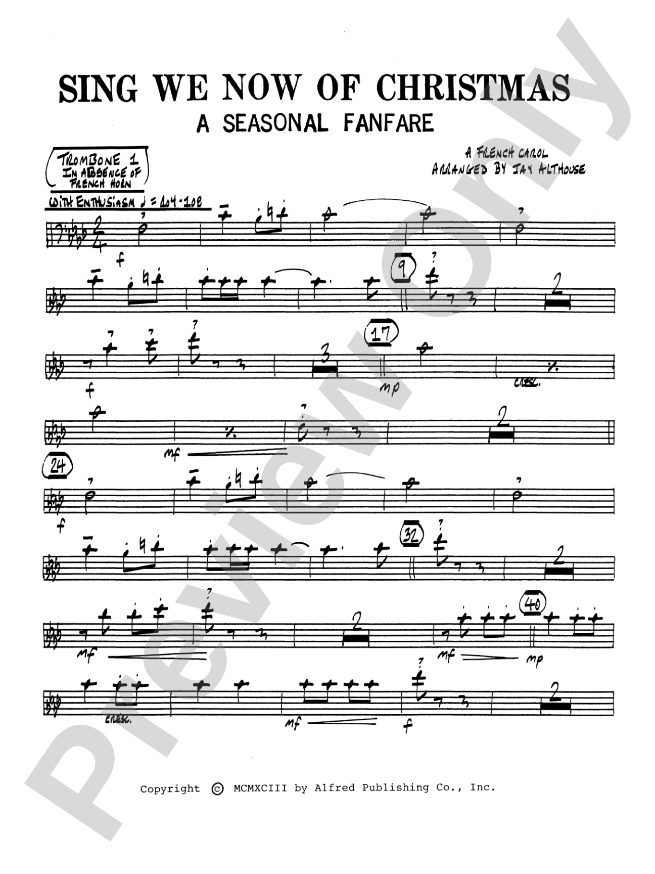 Sing We Now of Christmas (A Seasonal Fanfare): 1st Trombone: Choral SoundPax