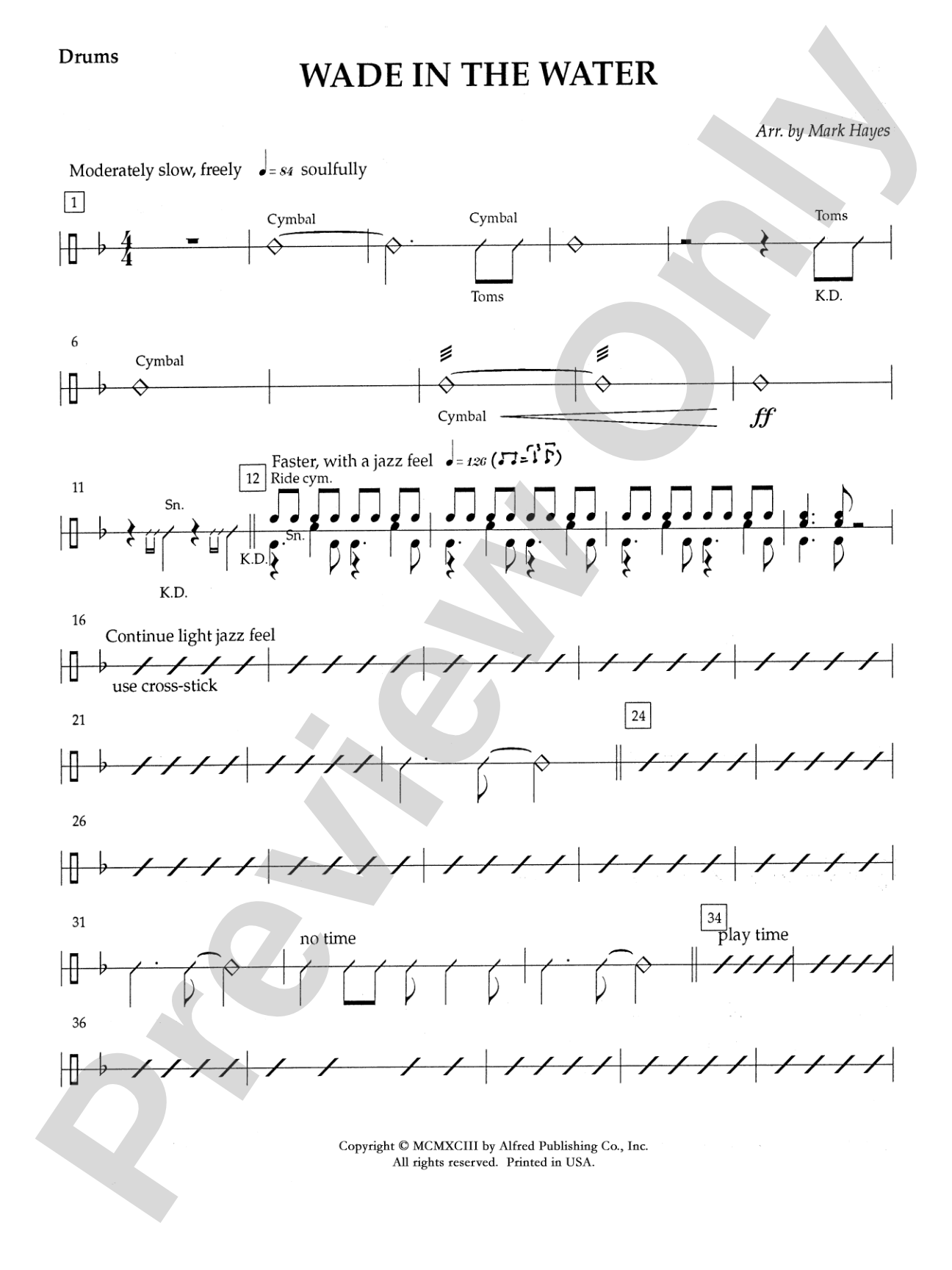 Wade in the Water: Drums: Choral SoundPax