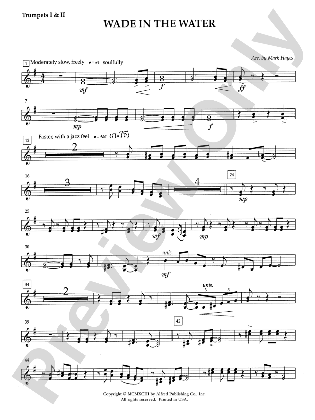 Wade in the Water: 1st B-flat Trumpet: Choral SoundPax