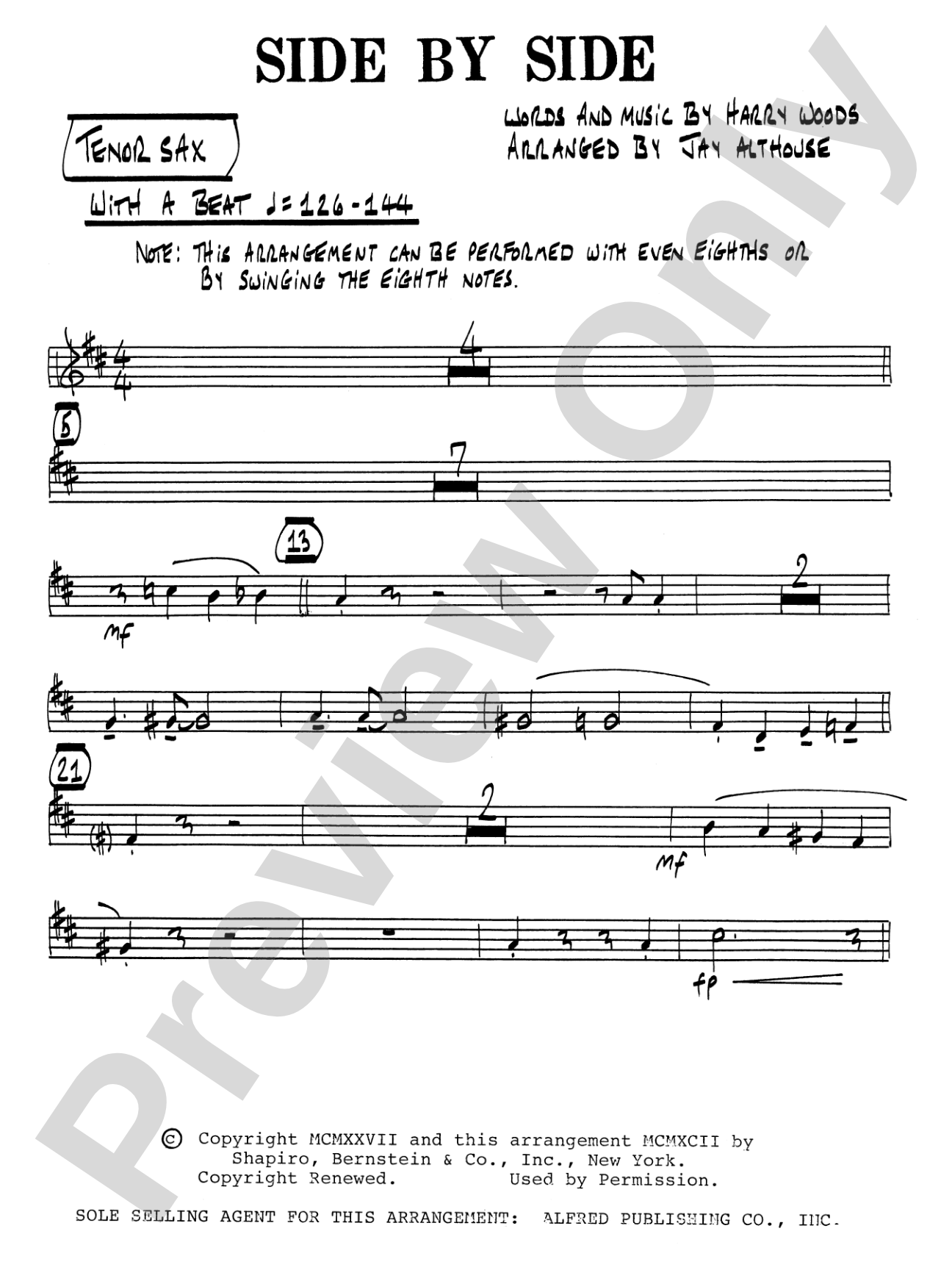 Side by Side: B-flat Tenor Saxophone: Choral SoundPax