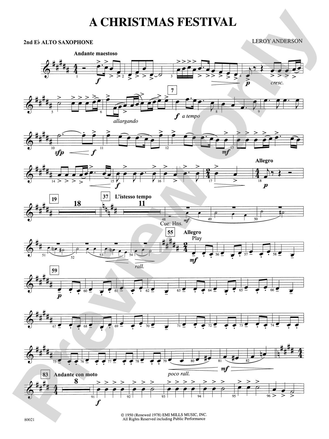 A Christmas Festival: 2nd E-flat Alto Saxophone