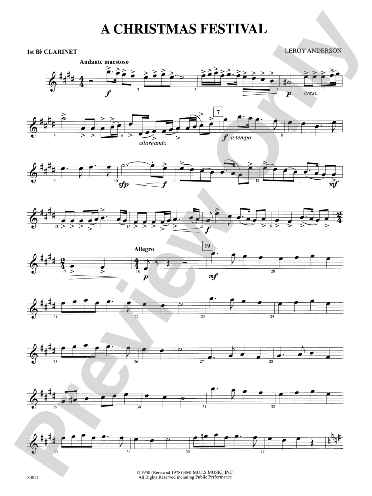 A Christmas Festival: 1st B-flat Clarinet