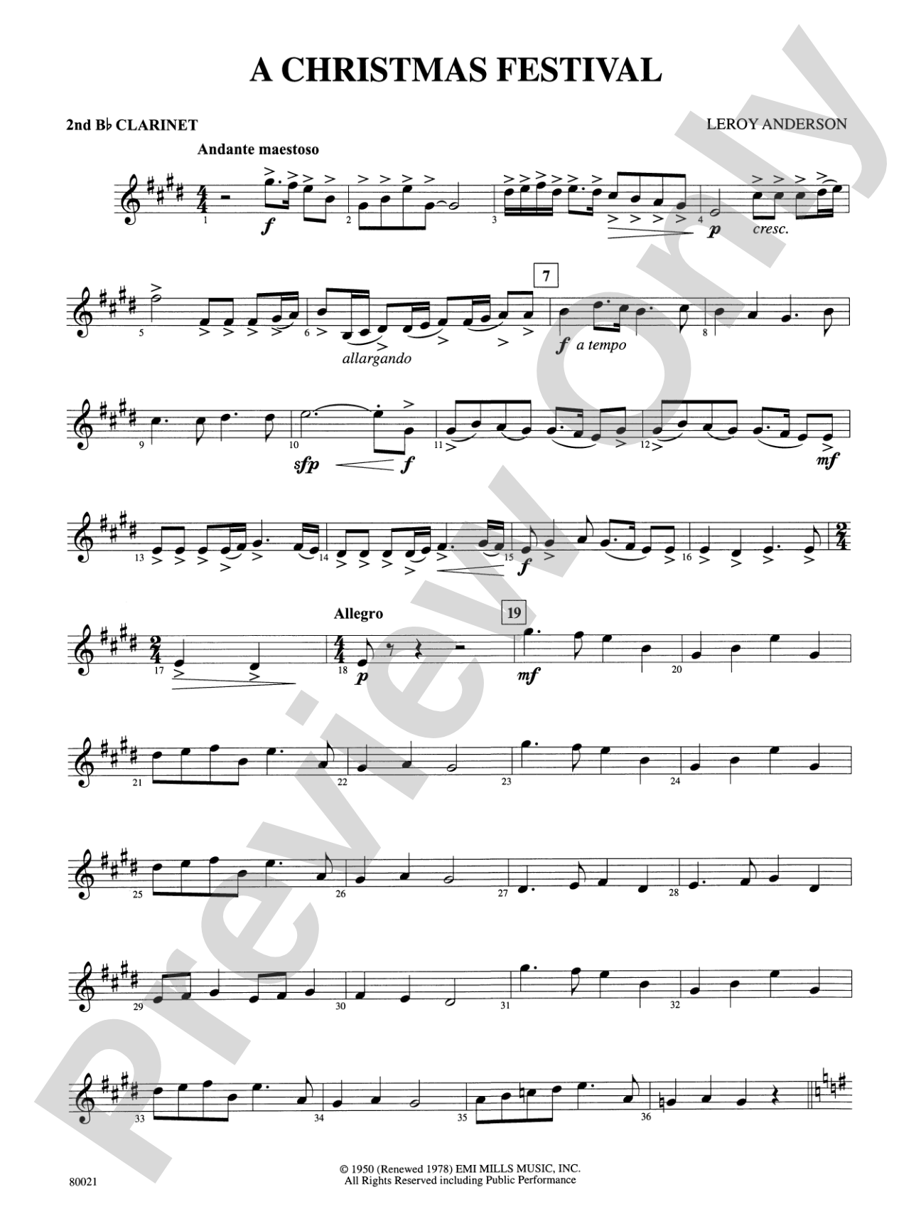 A Christmas Festival: 2nd B-flat Clarinet