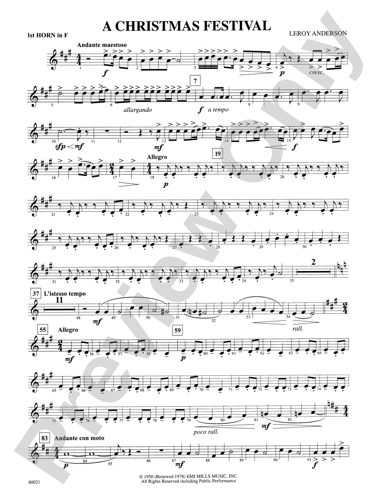 A Christmas Festival: 1st F Horn