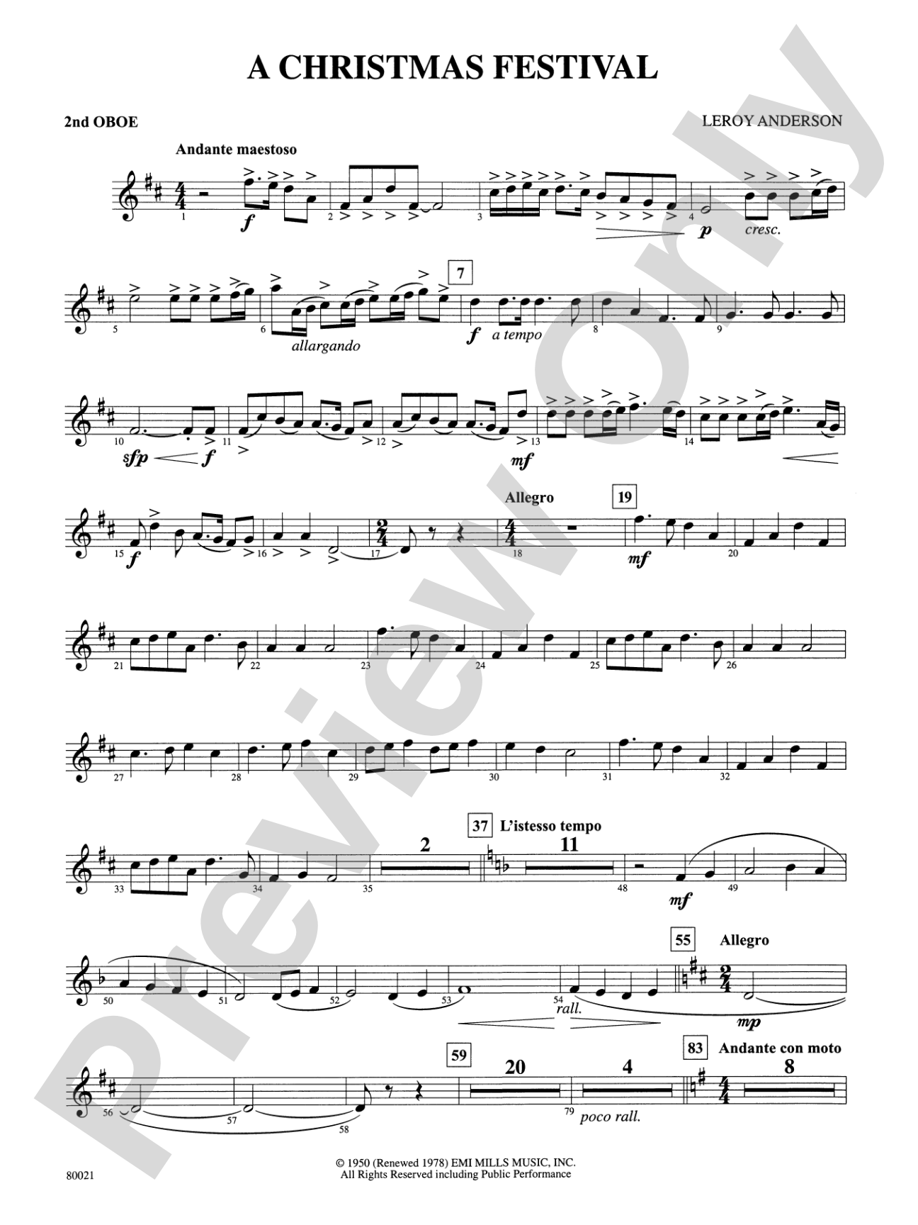 A Christmas Festival: 2nd Oboe