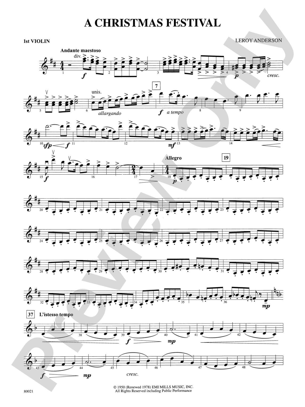 A Christmas Festival: 1st Violin