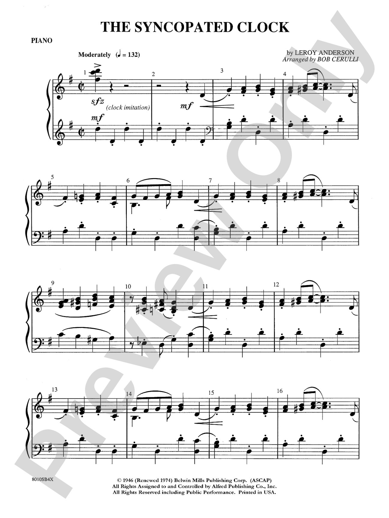 The Syncopated Clock: Piano Accompaniment