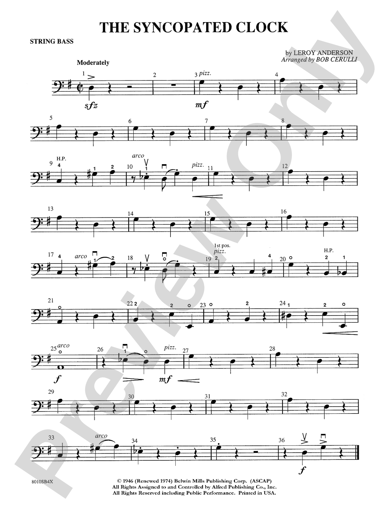 The Syncopated Clock: String Bass