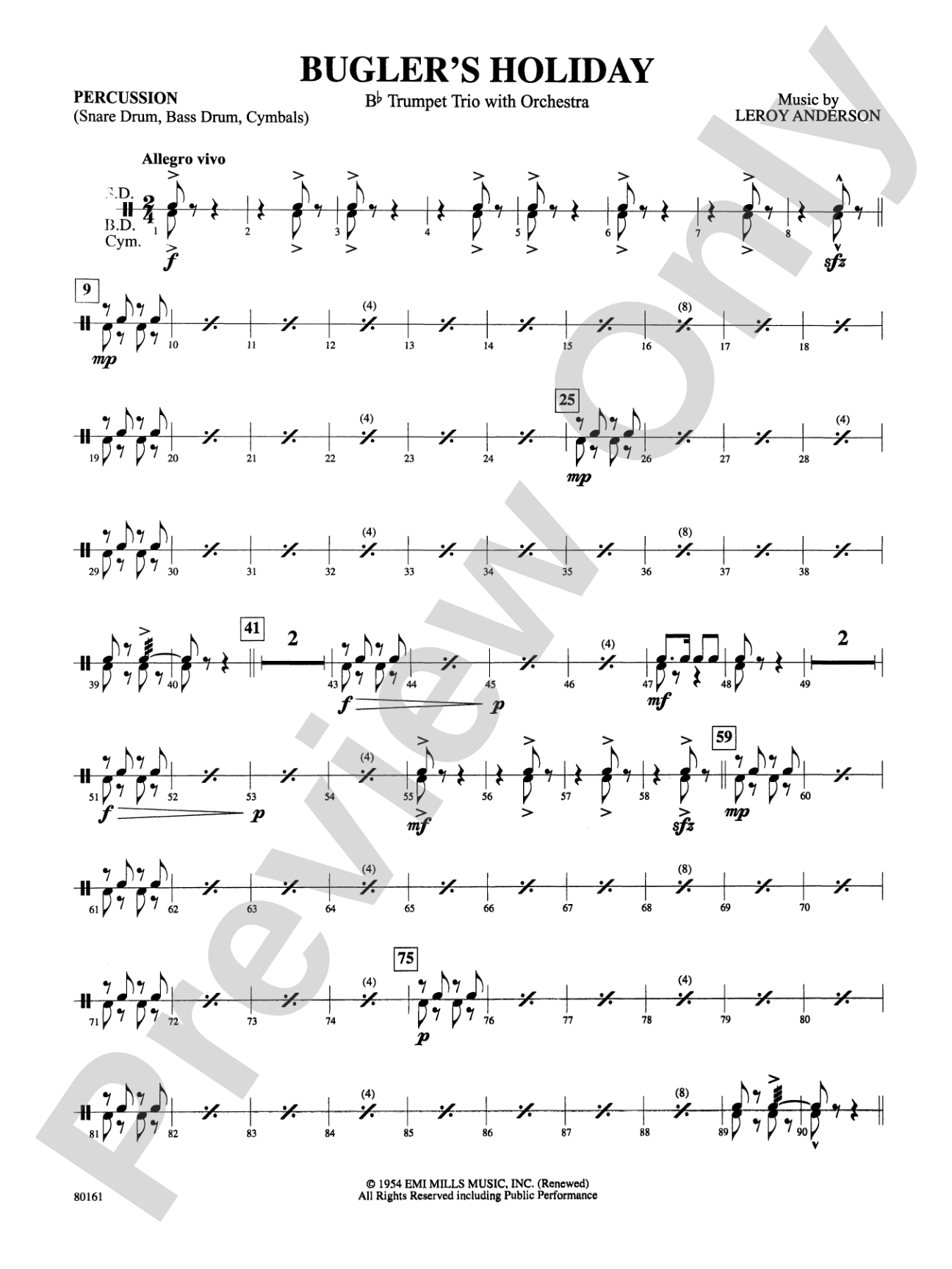Bugler's Holiday: 1st Percussion