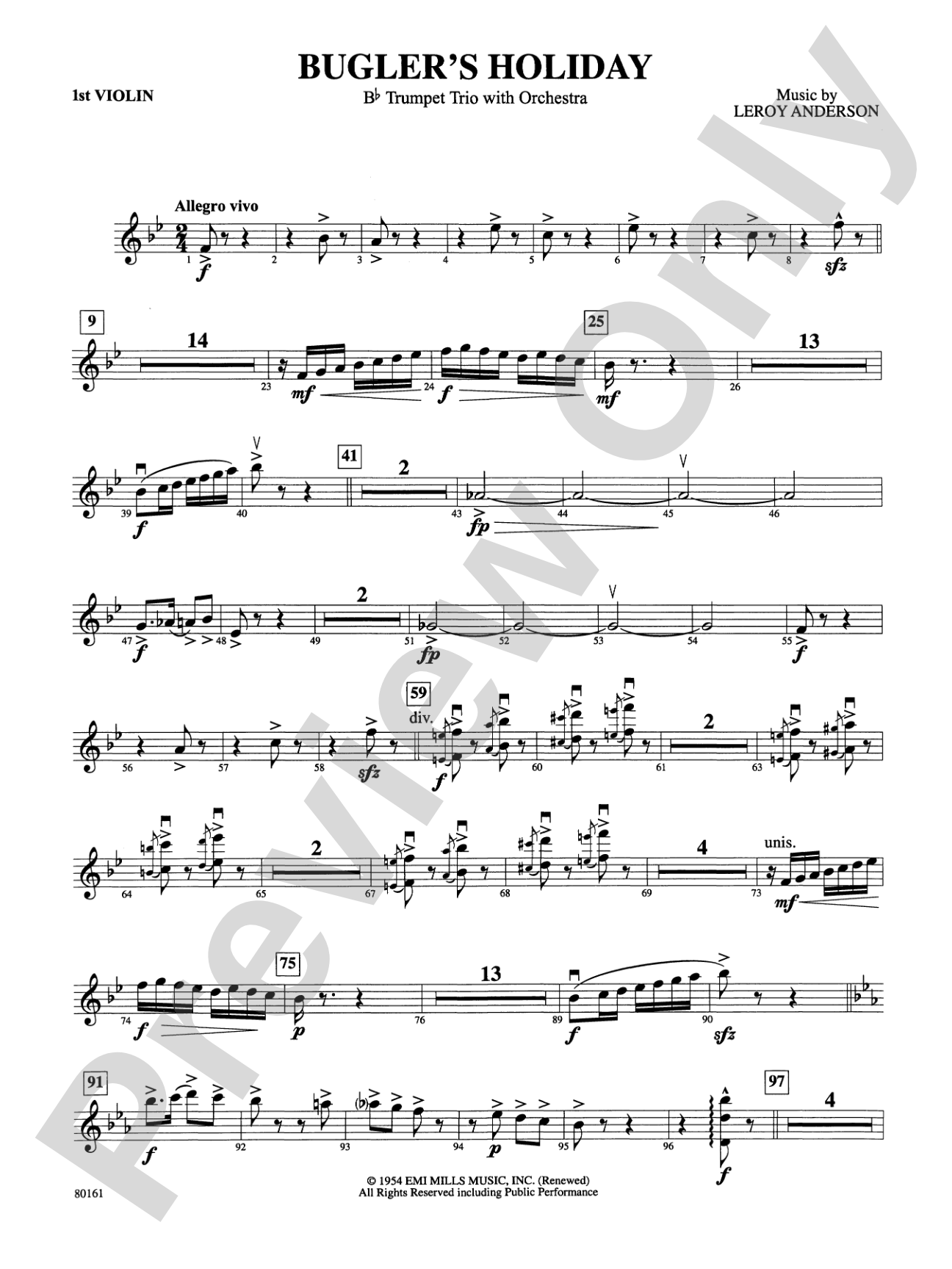 Bugler's Holiday: 1st Violin